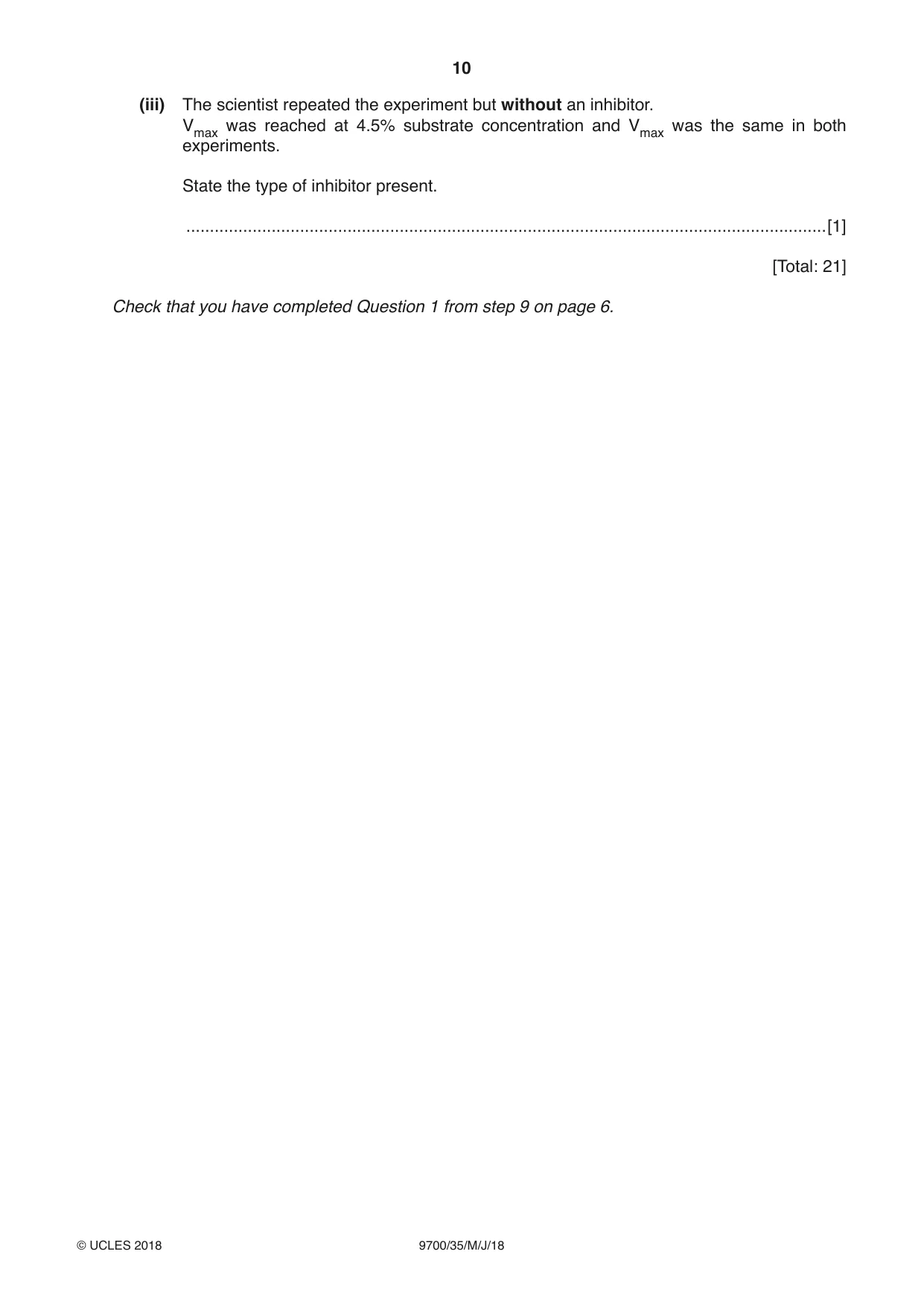 Cambridge A Level Biology 9700 2018 May/June Paper 3 · Variant 5 question paper, page 10 of 16
