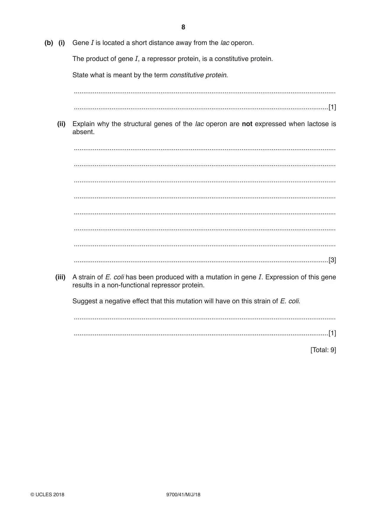 Cambridge A Level Biology 9700 2018 May/June Paper 4 · Variant 1 question paper, page 8 of 24