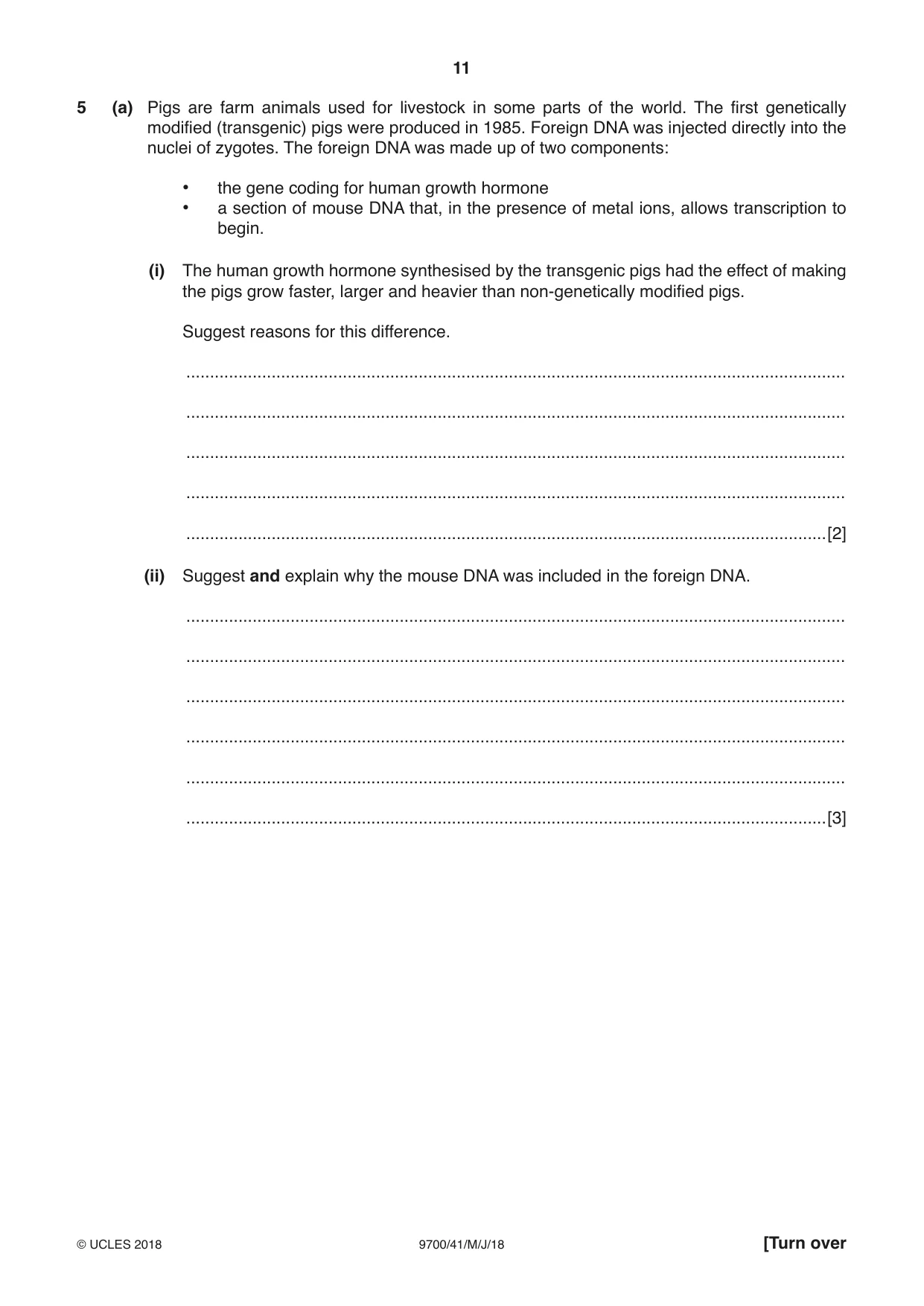 Cambridge A Level Biology 9700 2018 May/June Paper 4 · Variant 1 question paper, page 11 of 24