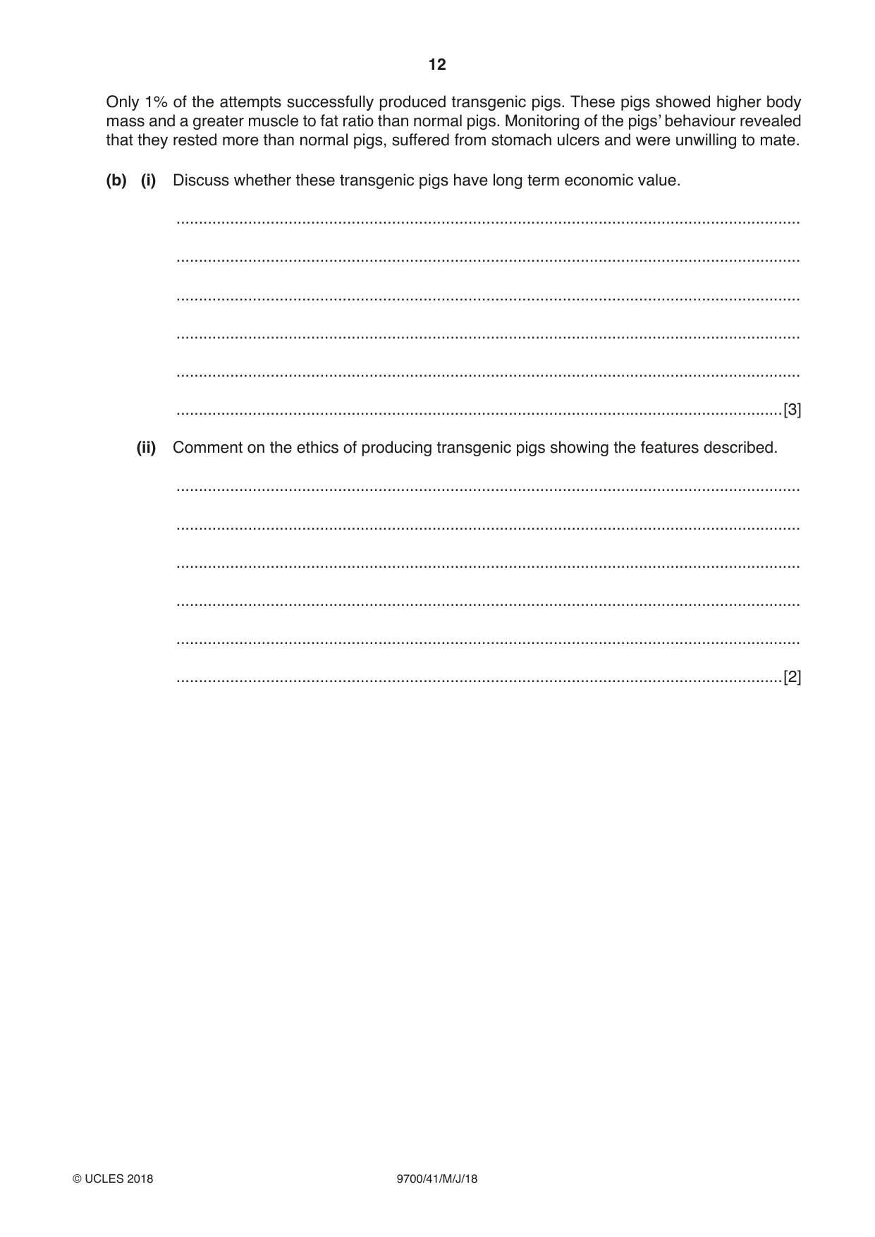 Cambridge A Level Biology 9700 2018 May/June Paper 4 · Variant 1 question paper, page 12 of 24