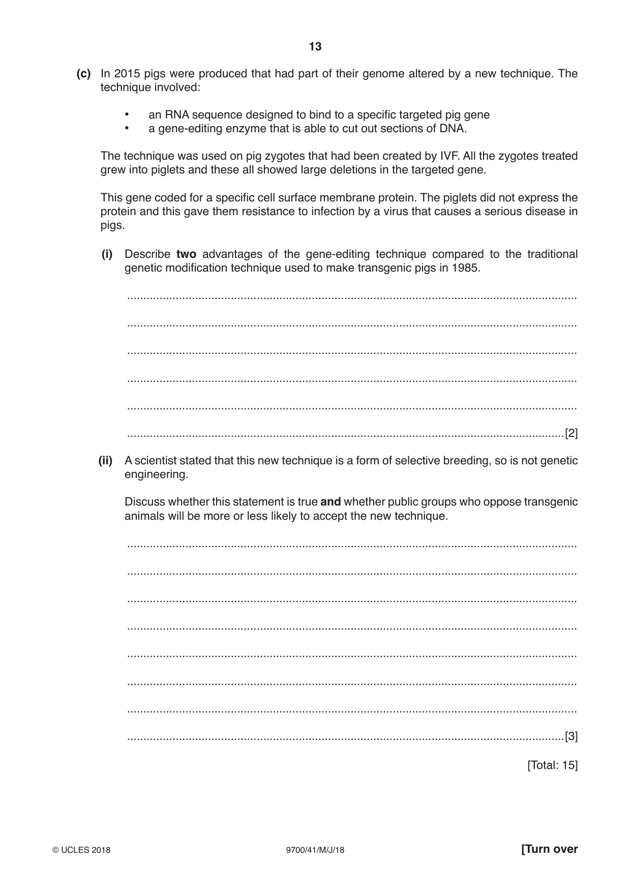 Cambridge A Level Biology 9700 2018 May/June Paper 4 · Variant 1 question paper, page 13 of 24