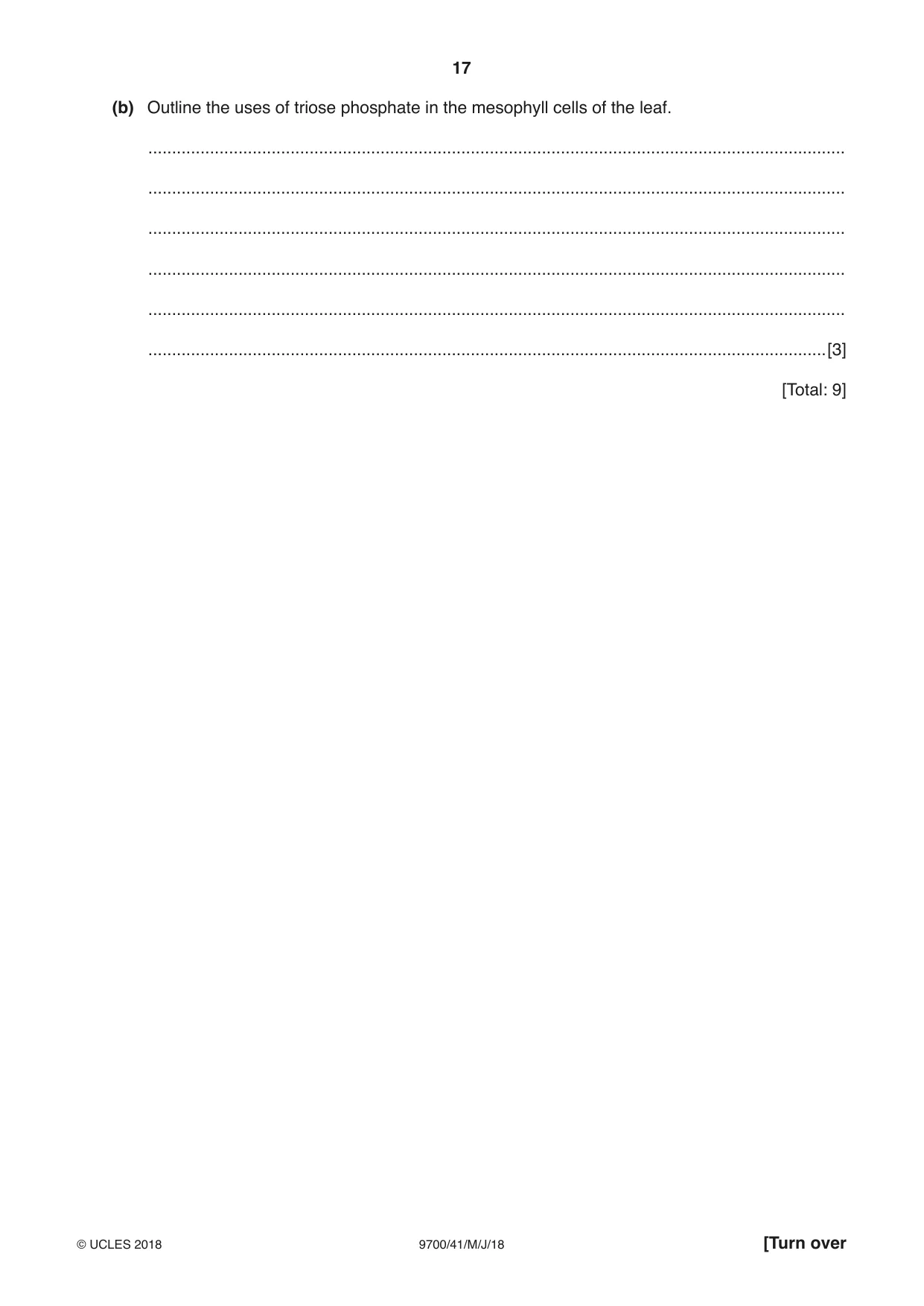Cambridge A Level Biology 9700 2018 May/June Paper 4 · Variant 1 question paper, page 17 of 24