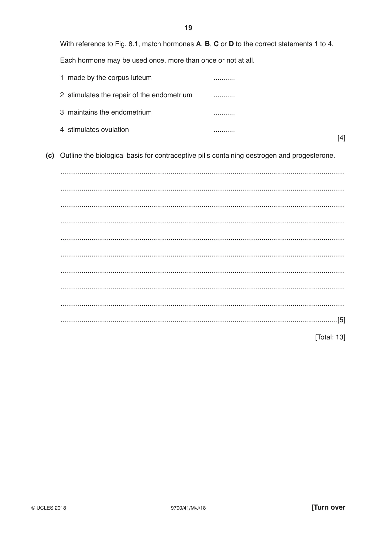 Cambridge A Level Biology 9700 2018 May/June Paper 4 · Variant 1 question paper, page 19 of 24