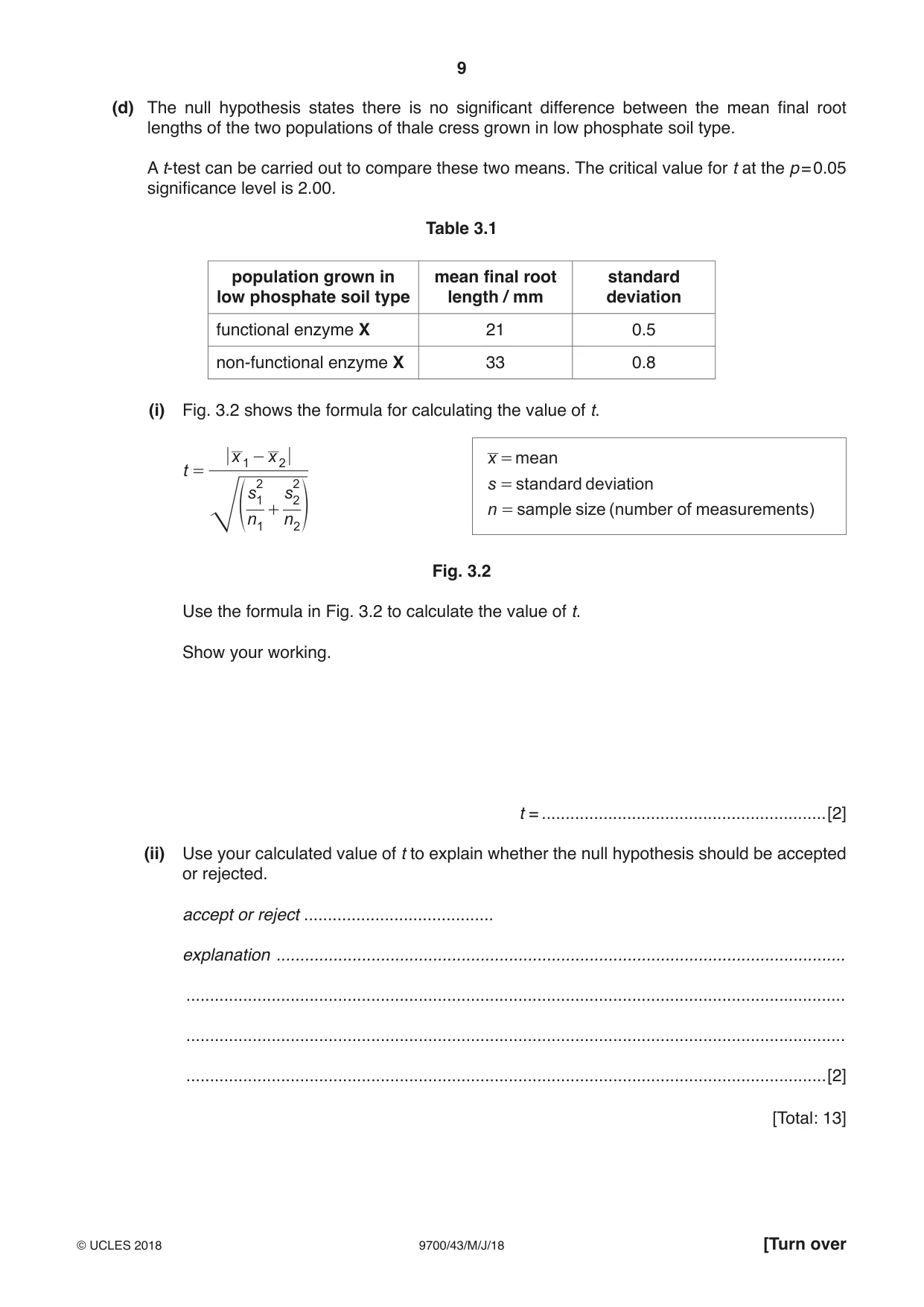 Cambridge A Level Biology 9700 2018 May/June Paper 4 · Variant 3 question paper, page 9 of 24