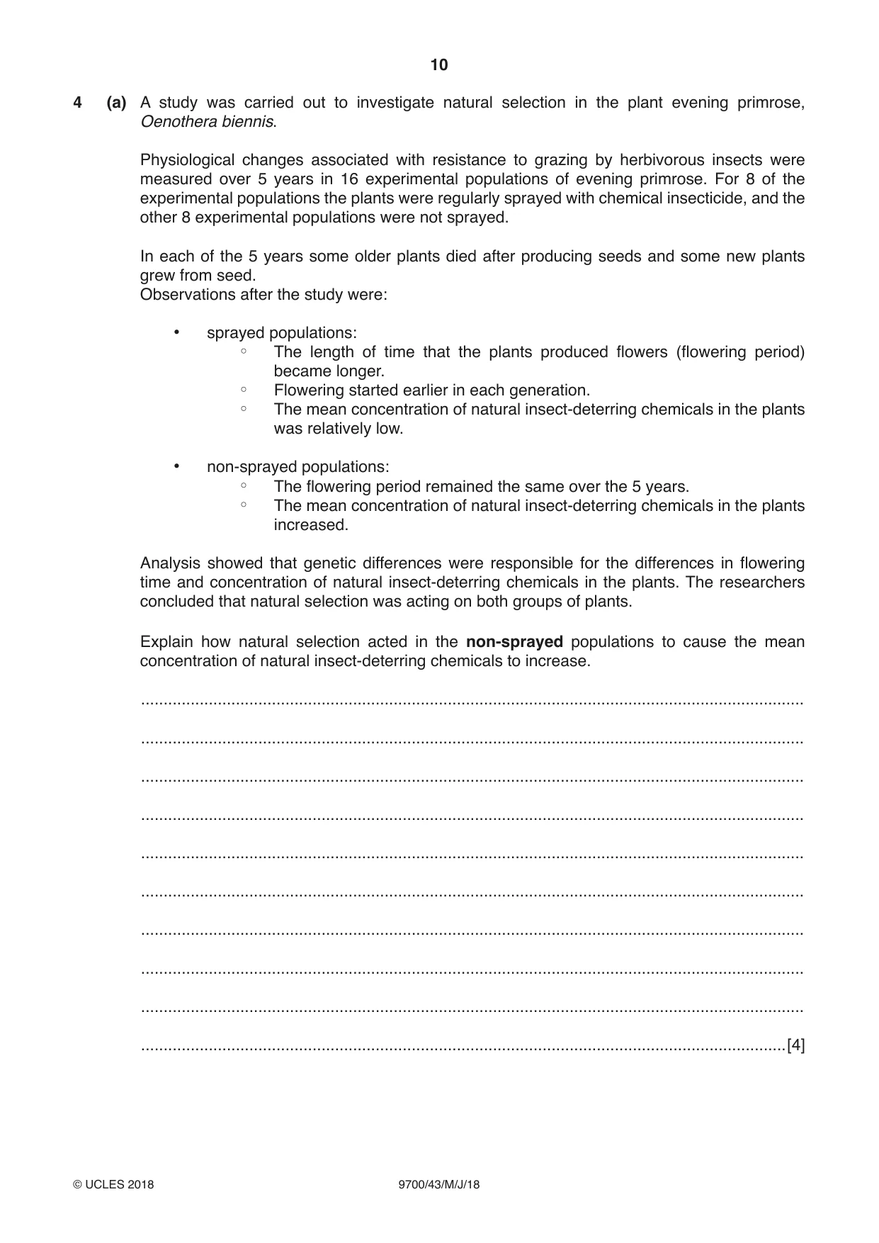 Cambridge A Level Biology 9700 2018 May/June Paper 4 · Variant 3 question paper, page 10 of 24