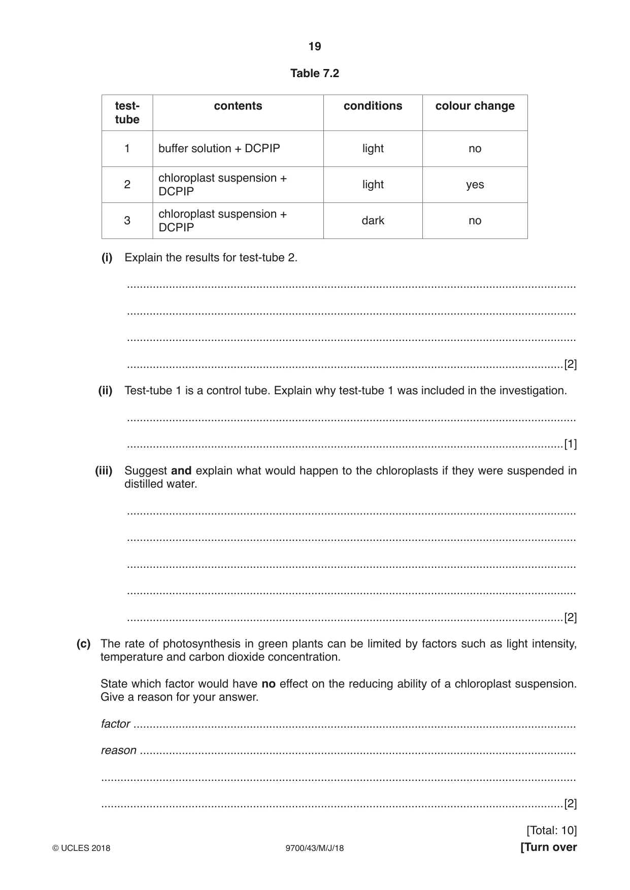 Cambridge A Level Biology 9700 2018 May/June Paper 4 · Variant 3 question paper, page 19 of 24