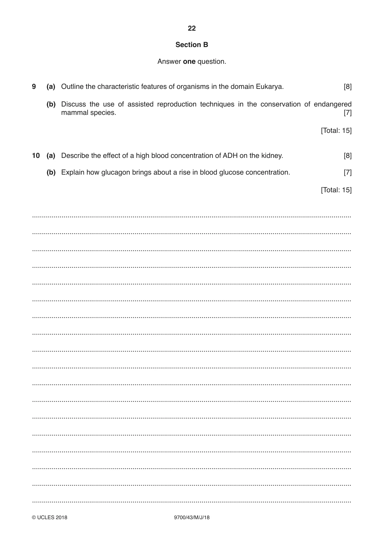Cambridge A Level Biology 9700 2018 May/June Paper 4 · Variant 3 question paper, page 22 of 24