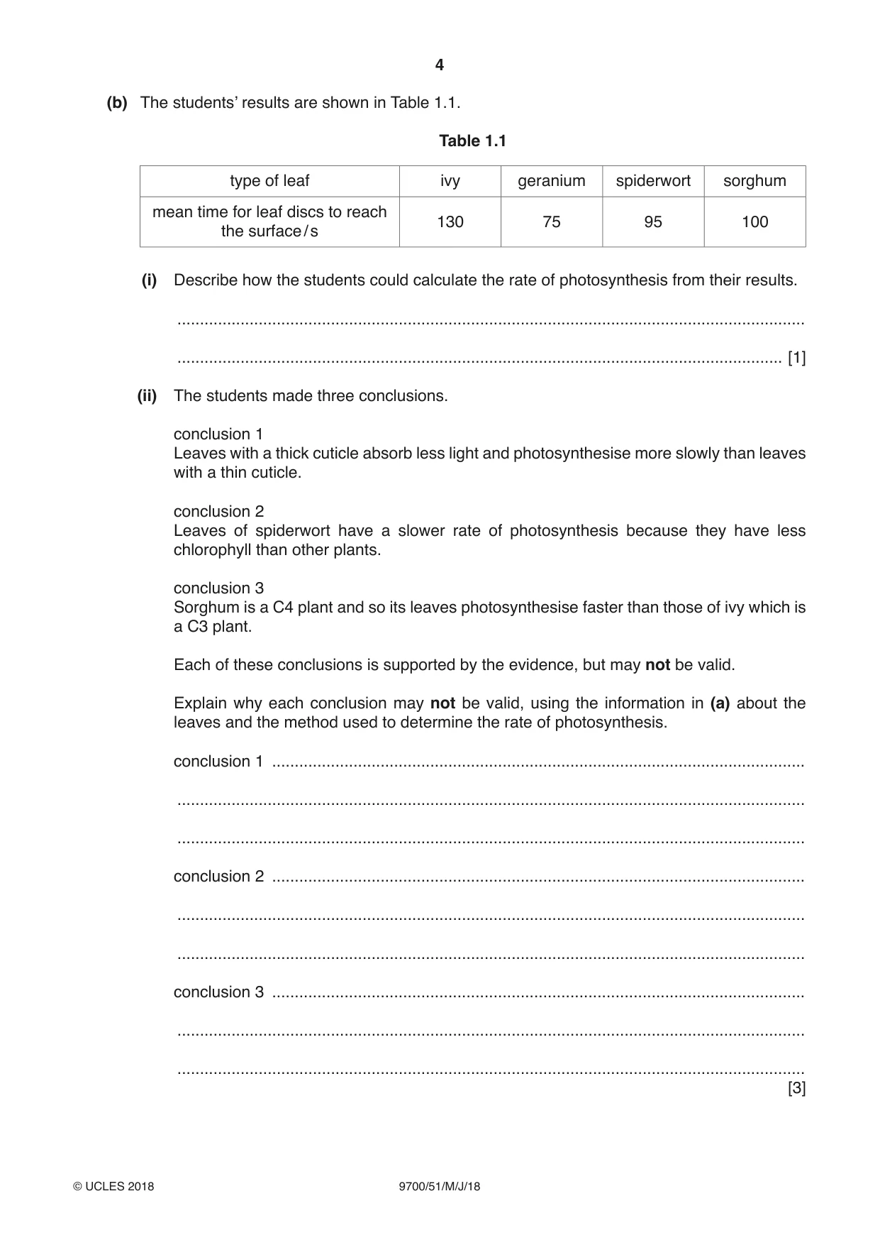 Cambridge A Level Biology 9700 2018 May/June Paper 5 · Variant 1 question paper, page 4 of 12