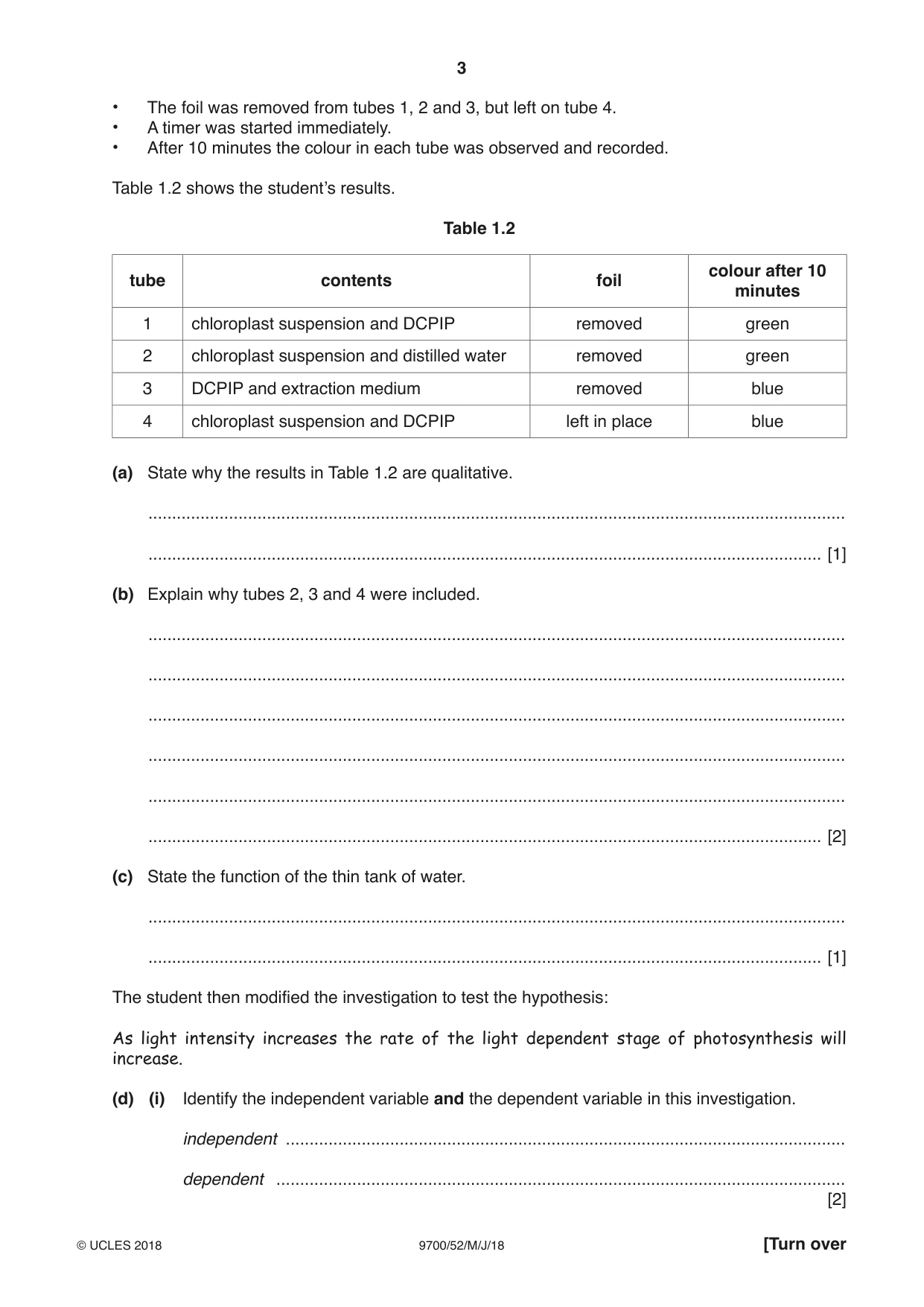 Cambridge A Level Biology 9700 2018 May/June Paper 5 · Variant 2 question paper, page 3 of 12