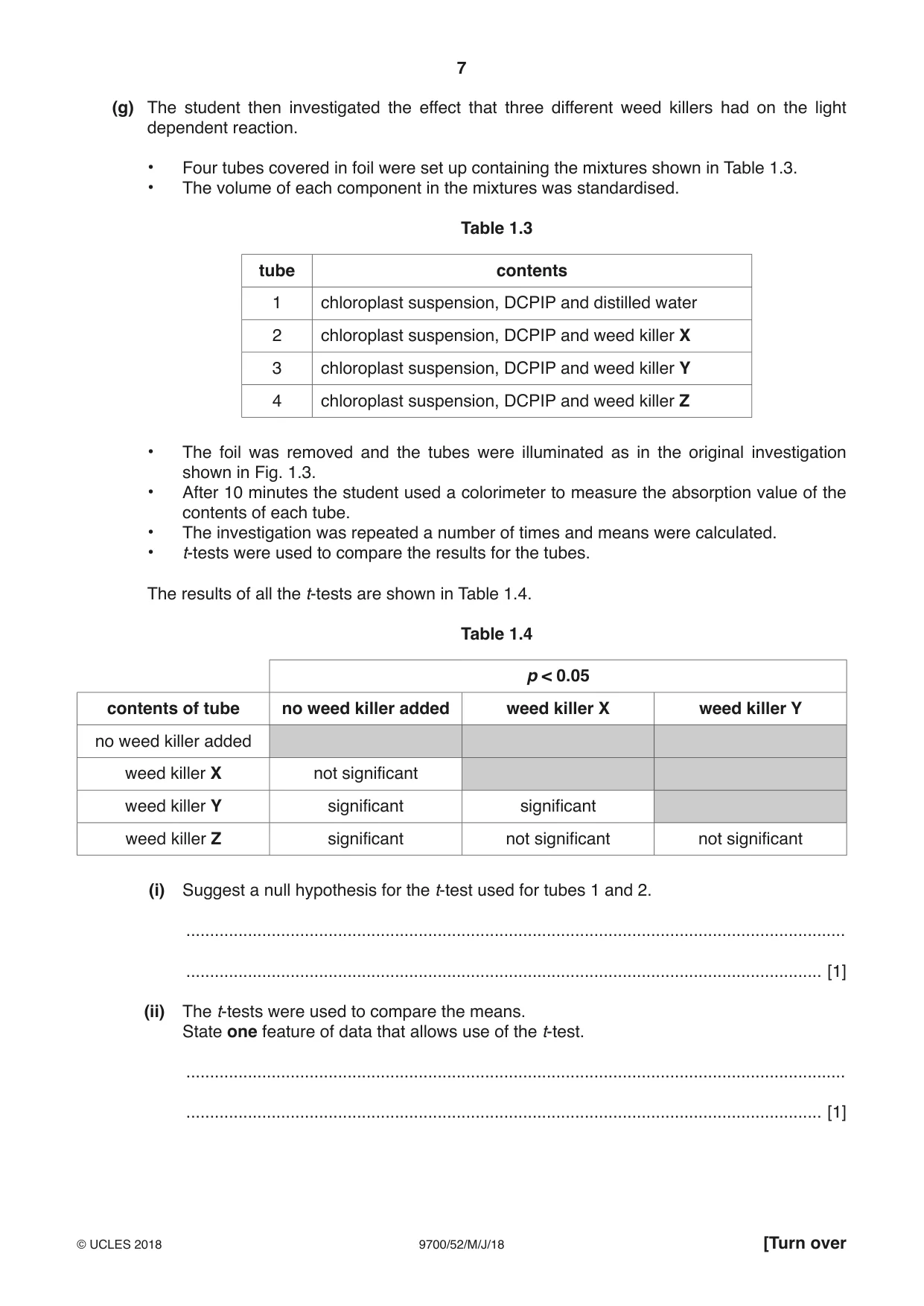 Cambridge A Level Biology 9700 2018 May/June Paper 5 · Variant 2 question paper, page 7 of 12