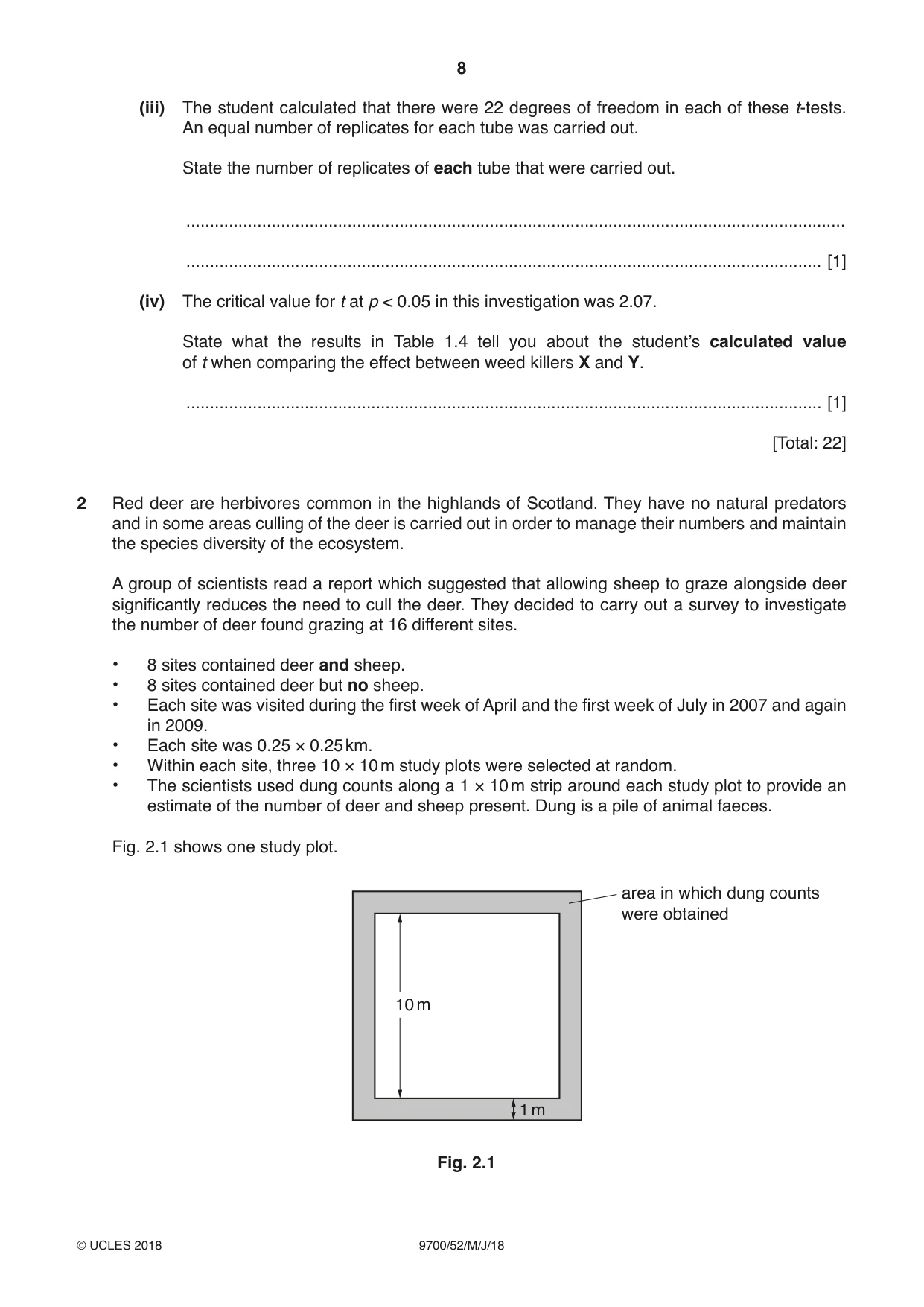 Cambridge A Level Biology 9700 2018 May/June Paper 5 · Variant 2 question paper, page 8 of 12
