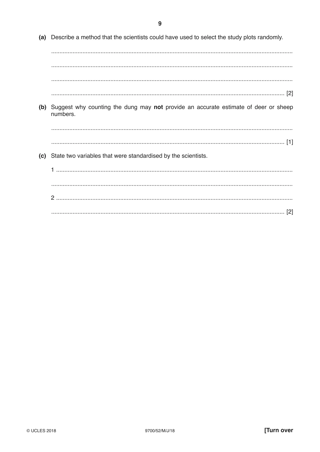 Cambridge A Level Biology 9700 2018 May/June Paper 5 · Variant 2 question paper, page 9 of 12