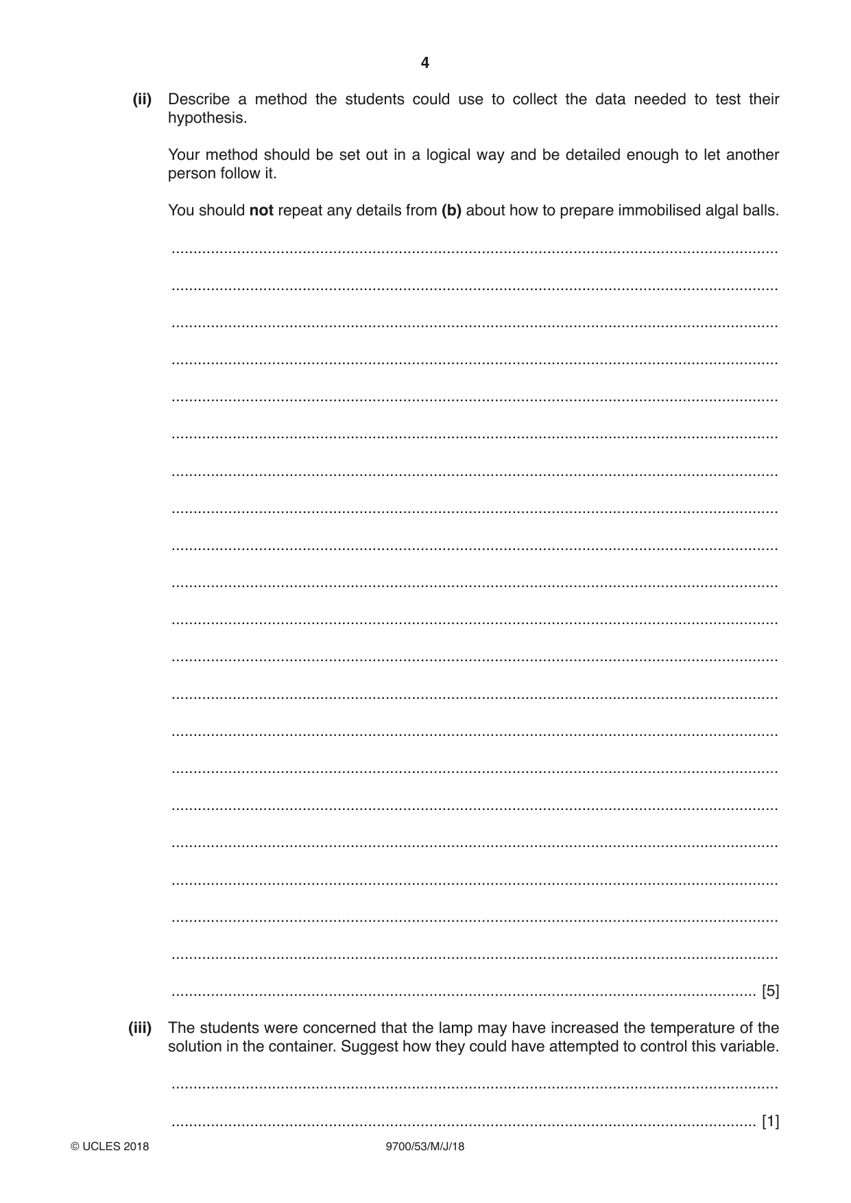 Cambridge A Level Biology 9700 2018 May/June Paper 5 · Variant 3 question paper, page 4 of 12