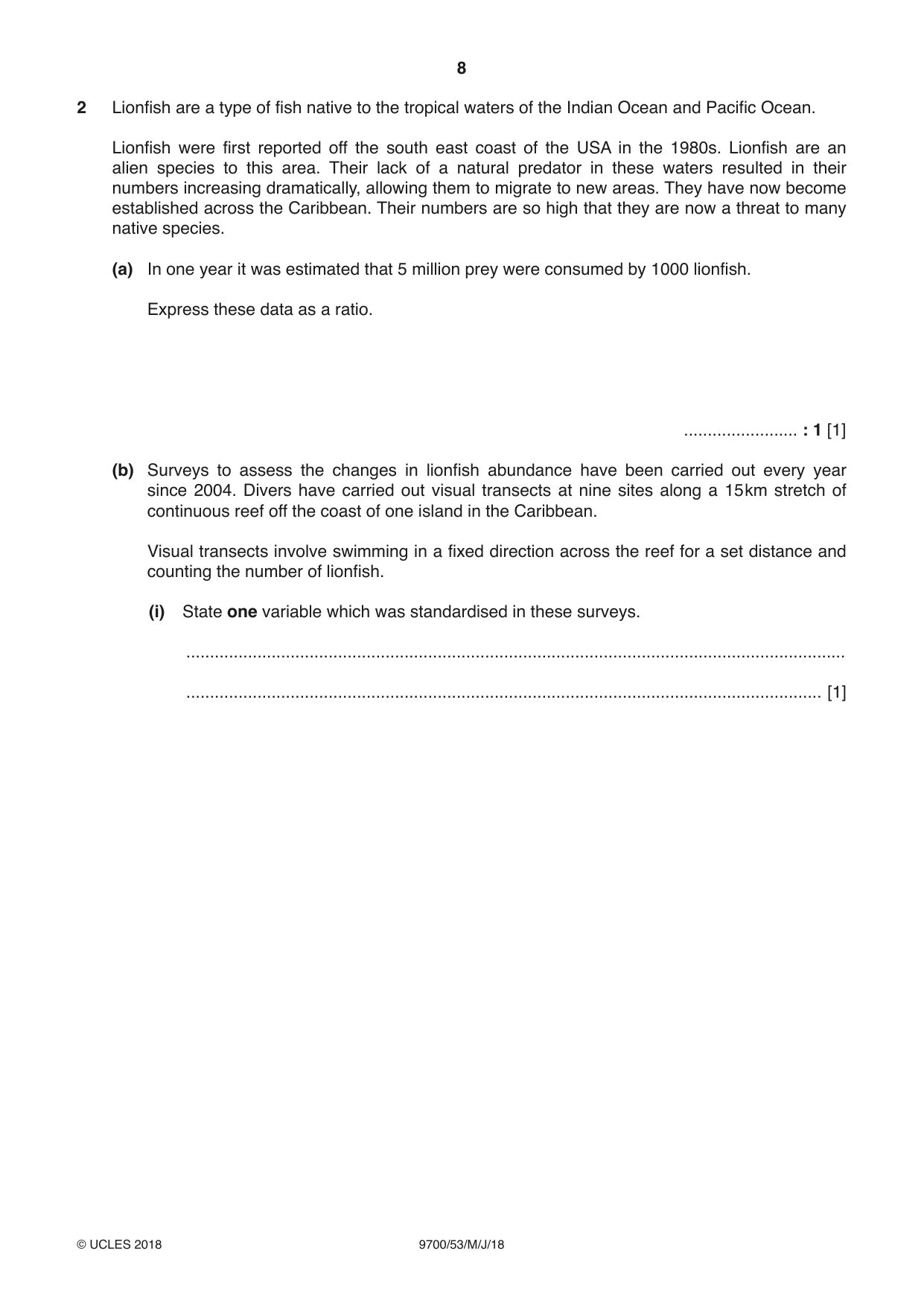 Cambridge A Level Biology 9700 2018 May/June Paper 5 · Variant 3 question paper, page 8 of 12
