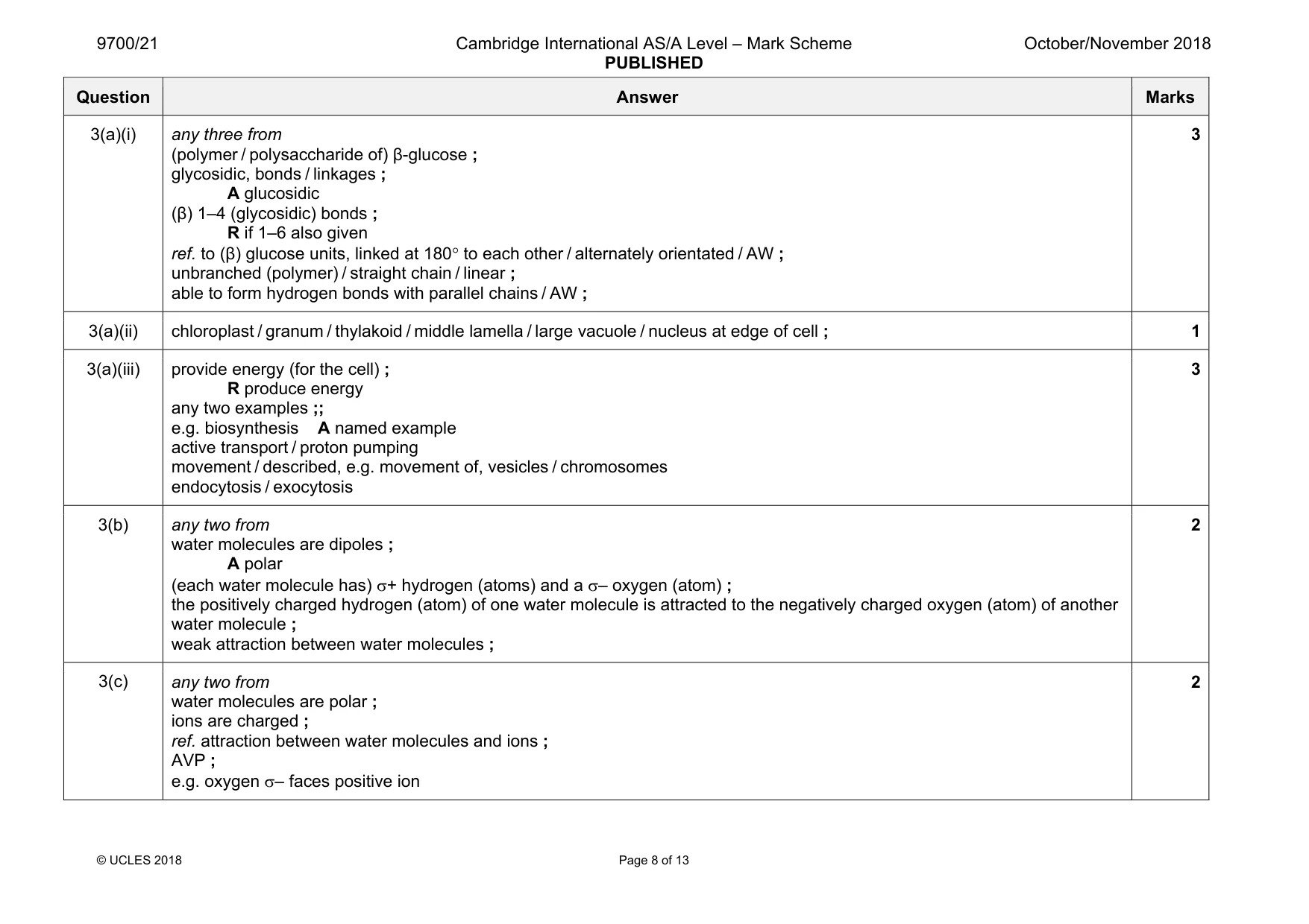 Mark scheme, page 8 of 13