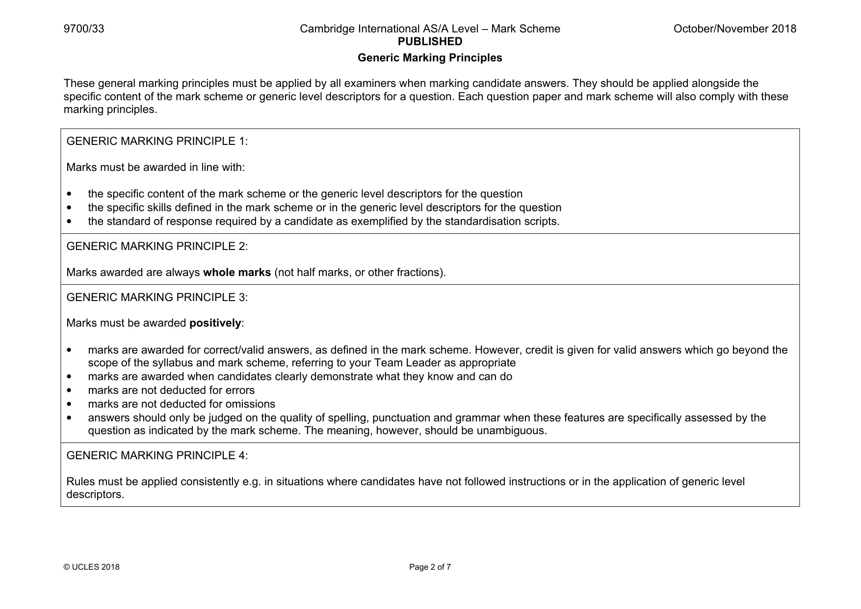 Mark scheme, page 2 of 7