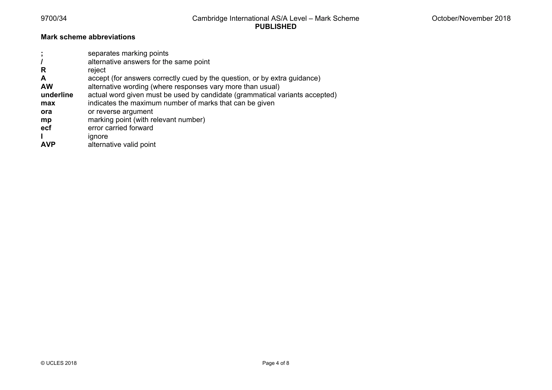 Mark scheme, page 4 of 8
