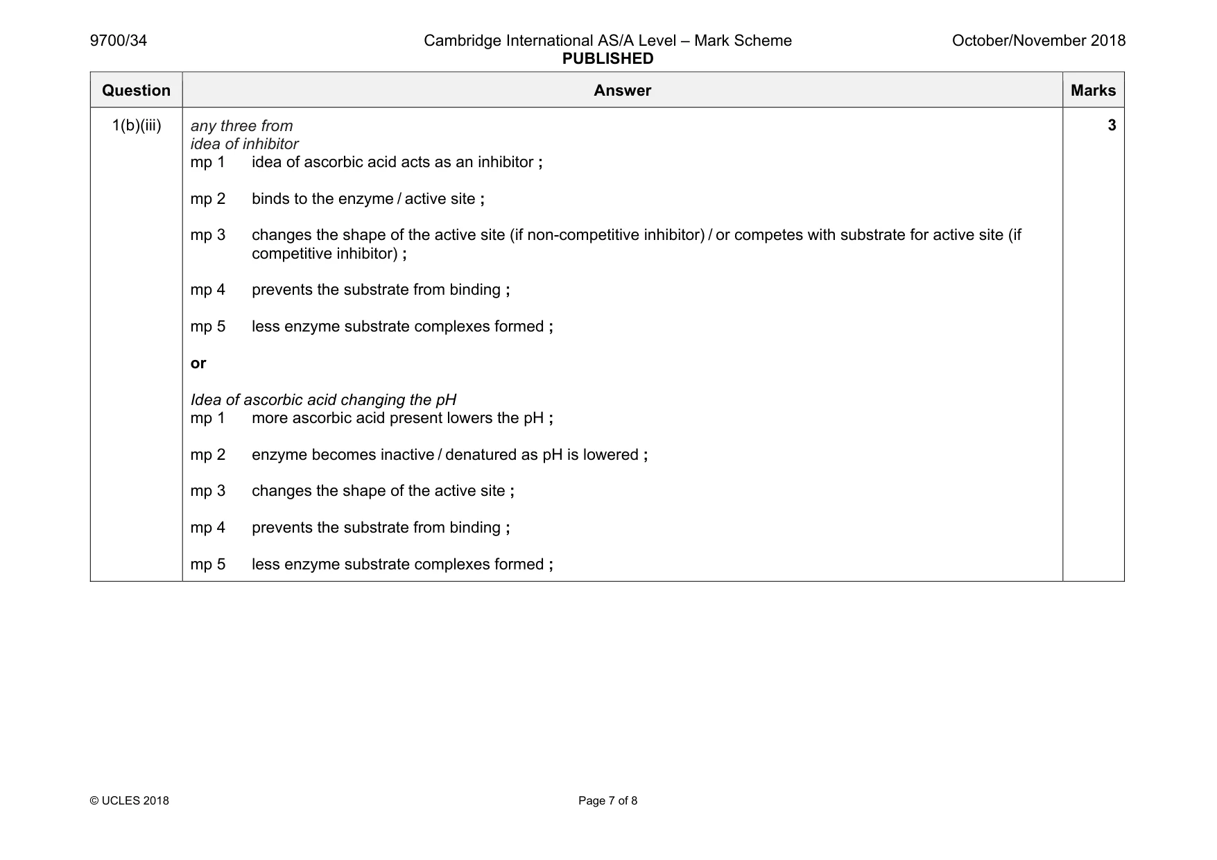 Mark scheme, page 7 of 8