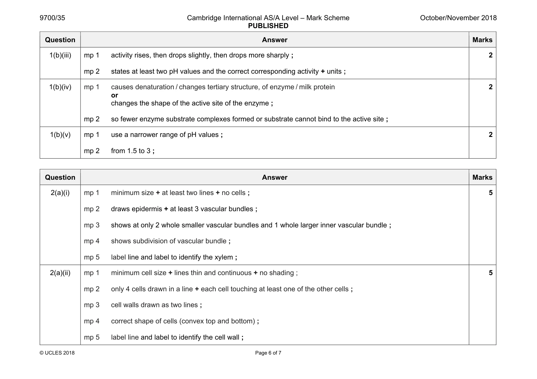 Mark scheme, page 6 of 7