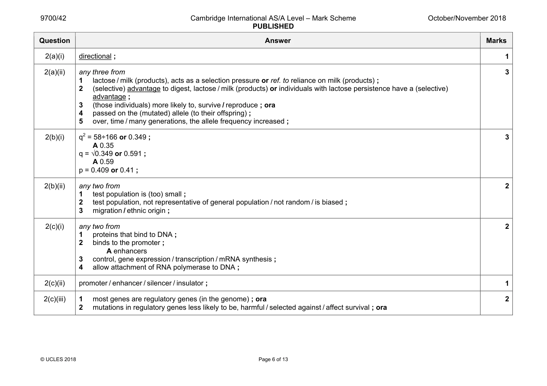Mark scheme, page 6 of 13