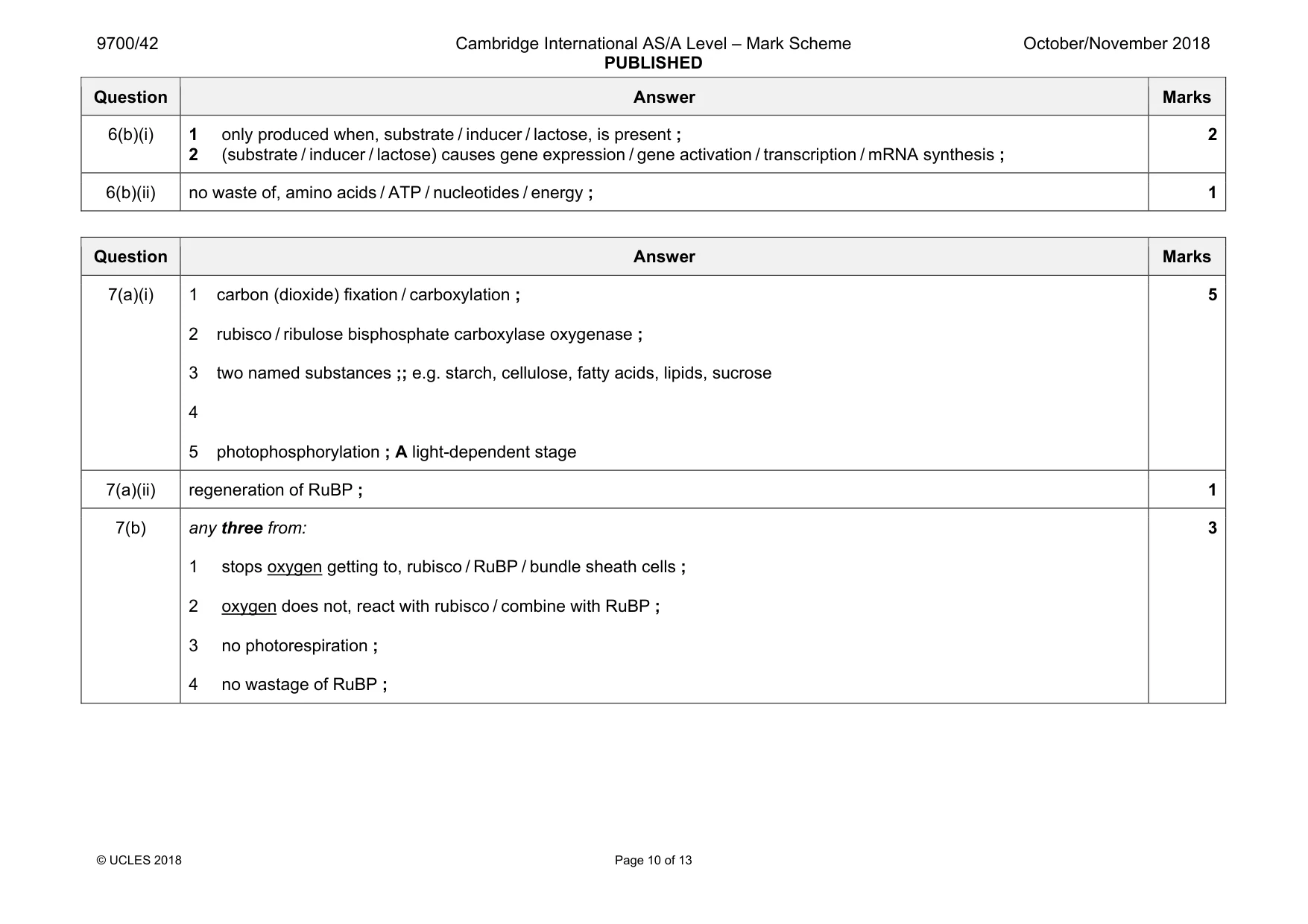 Mark scheme, page 10 of 13