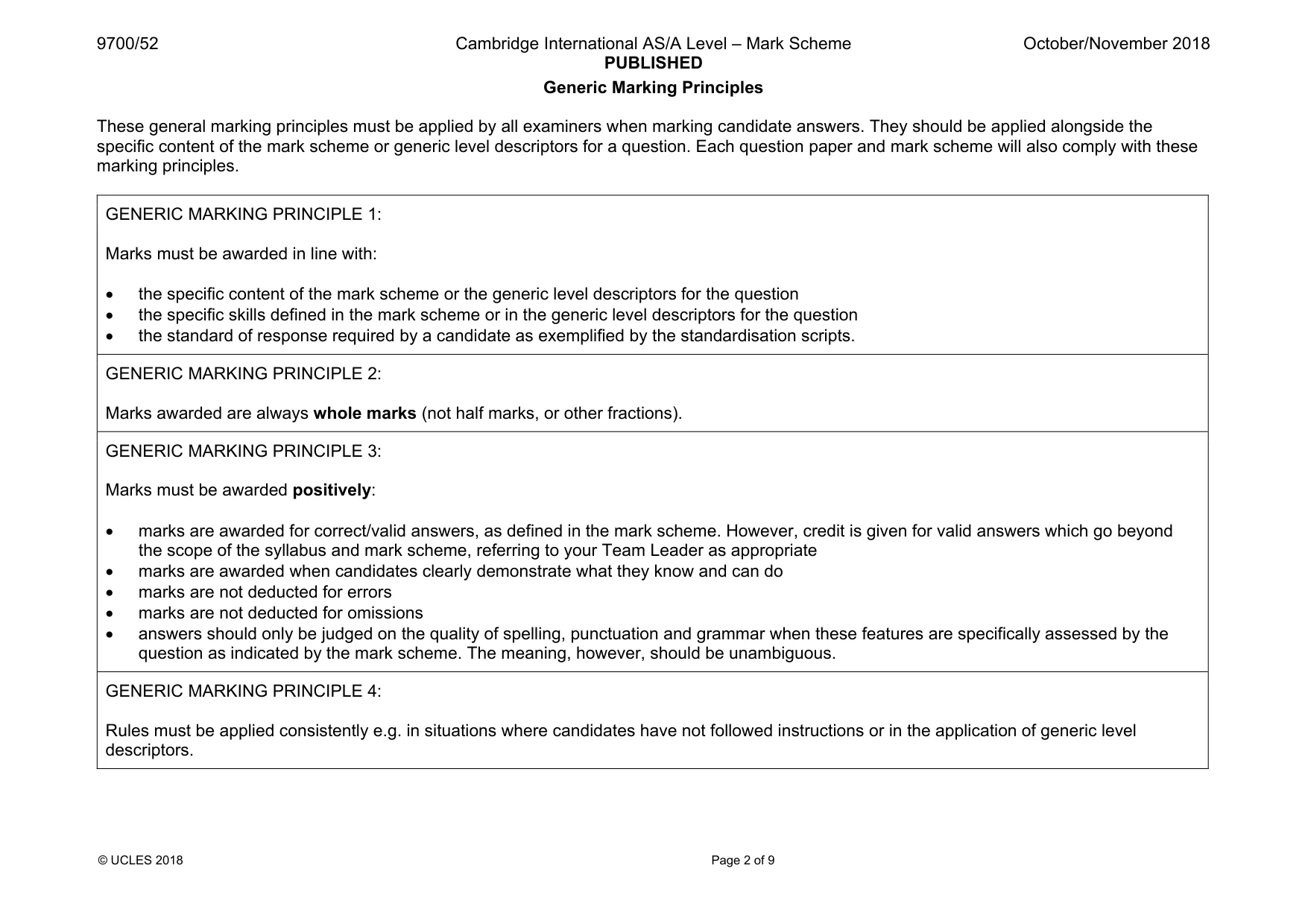 Mark scheme, page 2 of 9