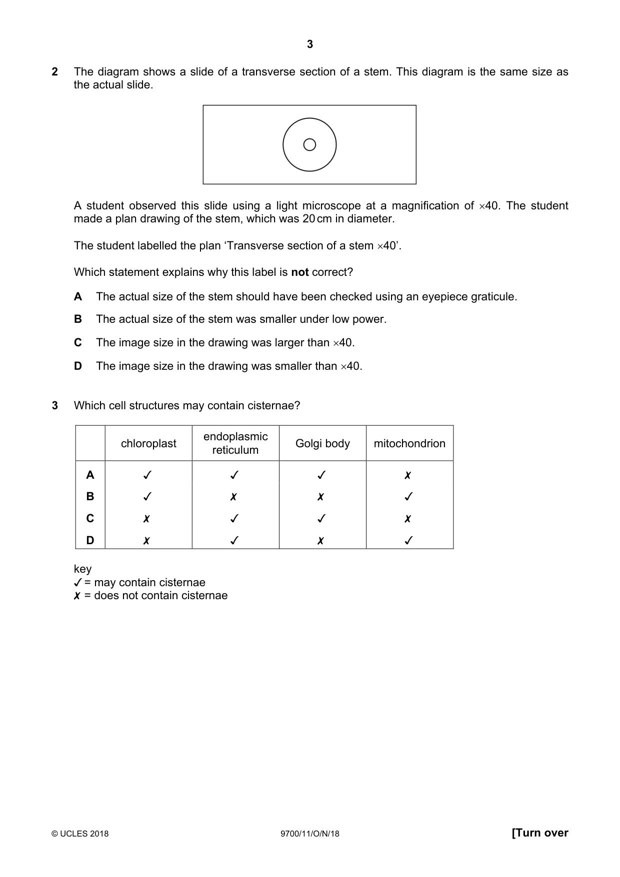 Cambridge A Level Biology 9700 2018 Oct/Nov Paper 1 · Variant 1 question paper, page 3 of 16