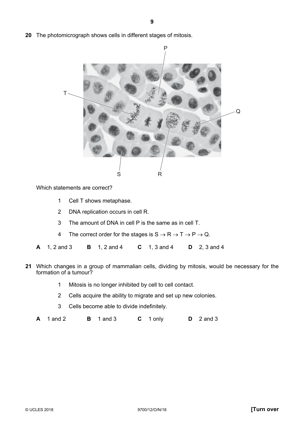 Cambridge A Level Biology 9700 2018 Oct/Nov Paper 1 · Variant 2 question paper, page 9 of 16