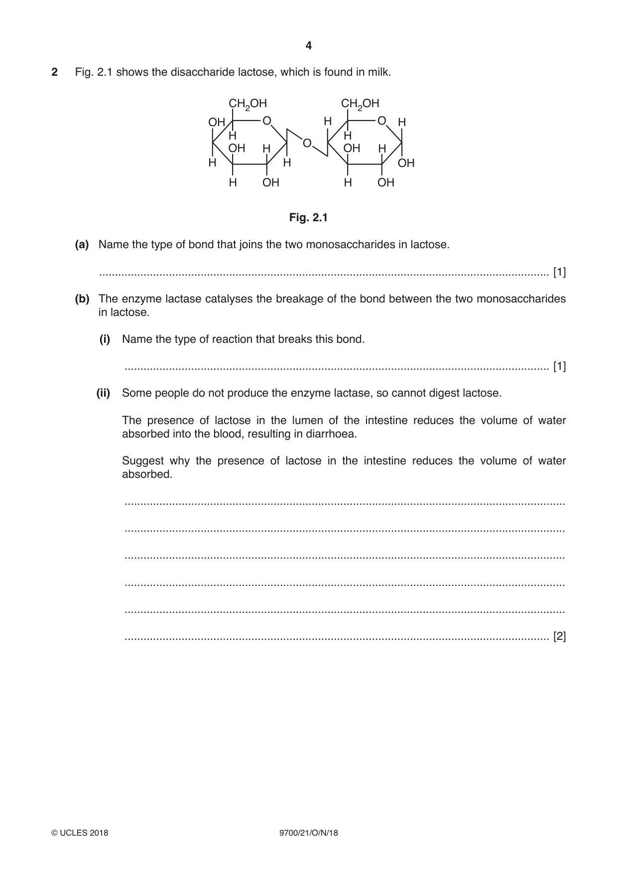 Cambridge A Level Biology 9700 2018 Oct/Nov Paper 2 · Variant 1 question paper, page 4 of 16