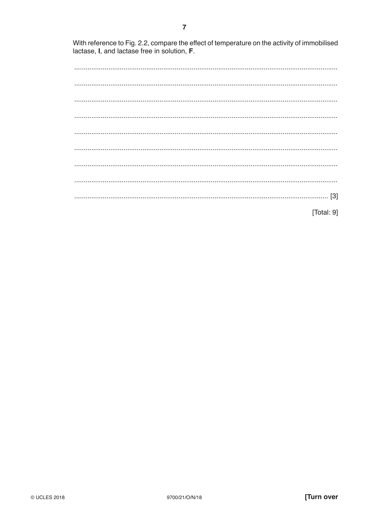 Cambridge A Level Biology 9700 2018 Oct/Nov Paper 2 · Variant 1 question paper, page 7 of 16