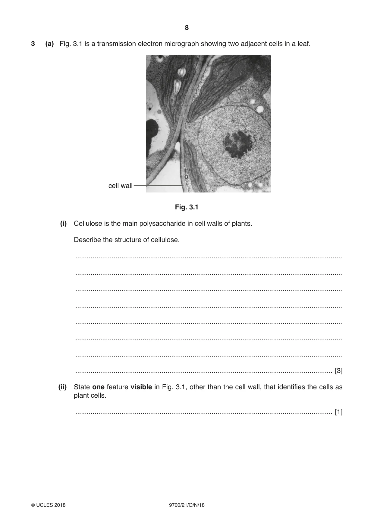 Cambridge A Level Biology 9700 2018 Oct/Nov Paper 2 · Variant 1 question paper, page 8 of 16