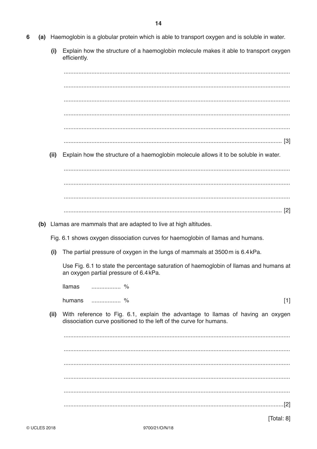 Cambridge A Level Biology 9700 2018 Oct/Nov Paper 2 · Variant 1 question paper, page 14 of 16