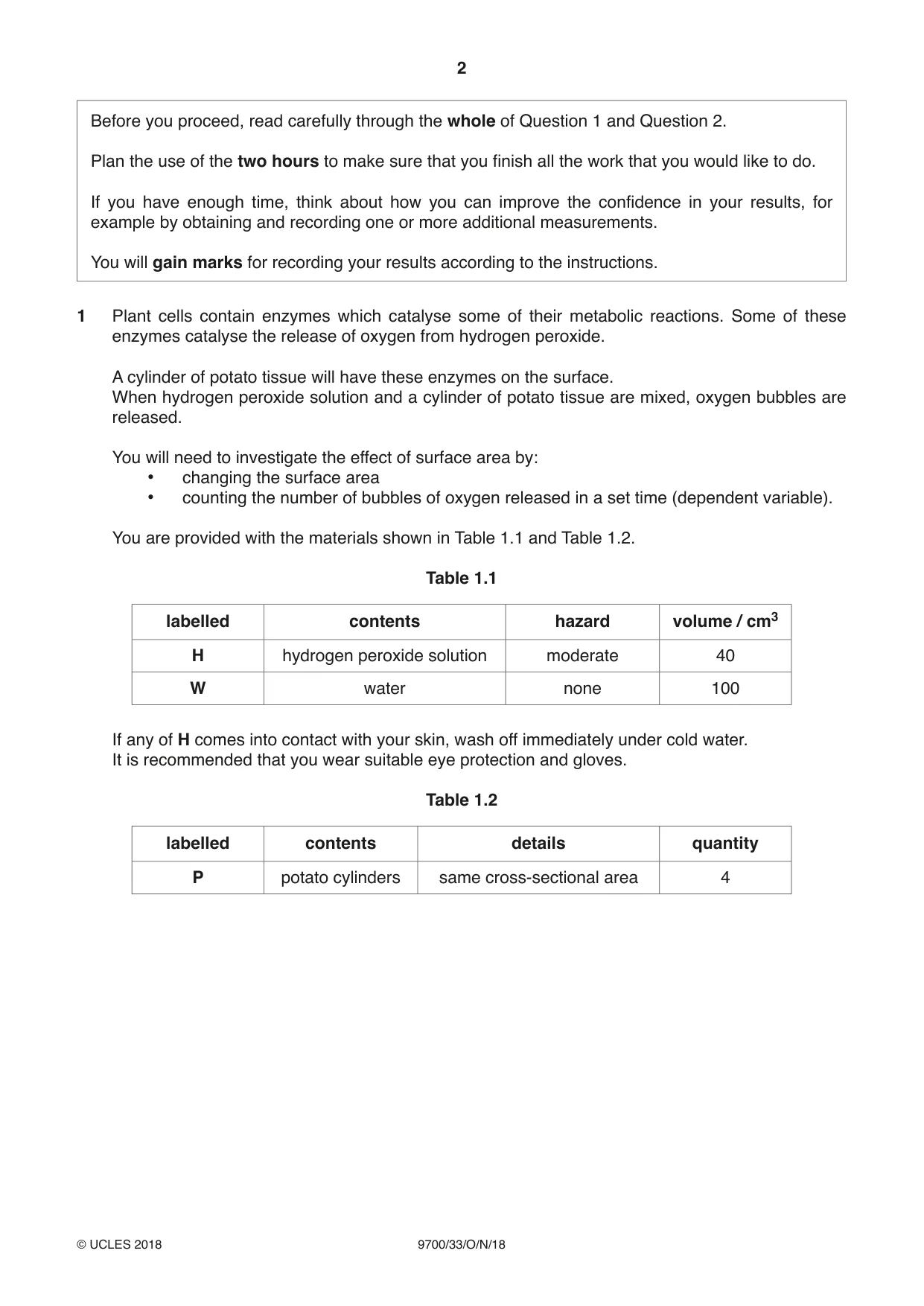 Cambridge A Level Biology 9700 2018 Oct/Nov Paper 3 · Variant 3 question paper, page 2 of 16