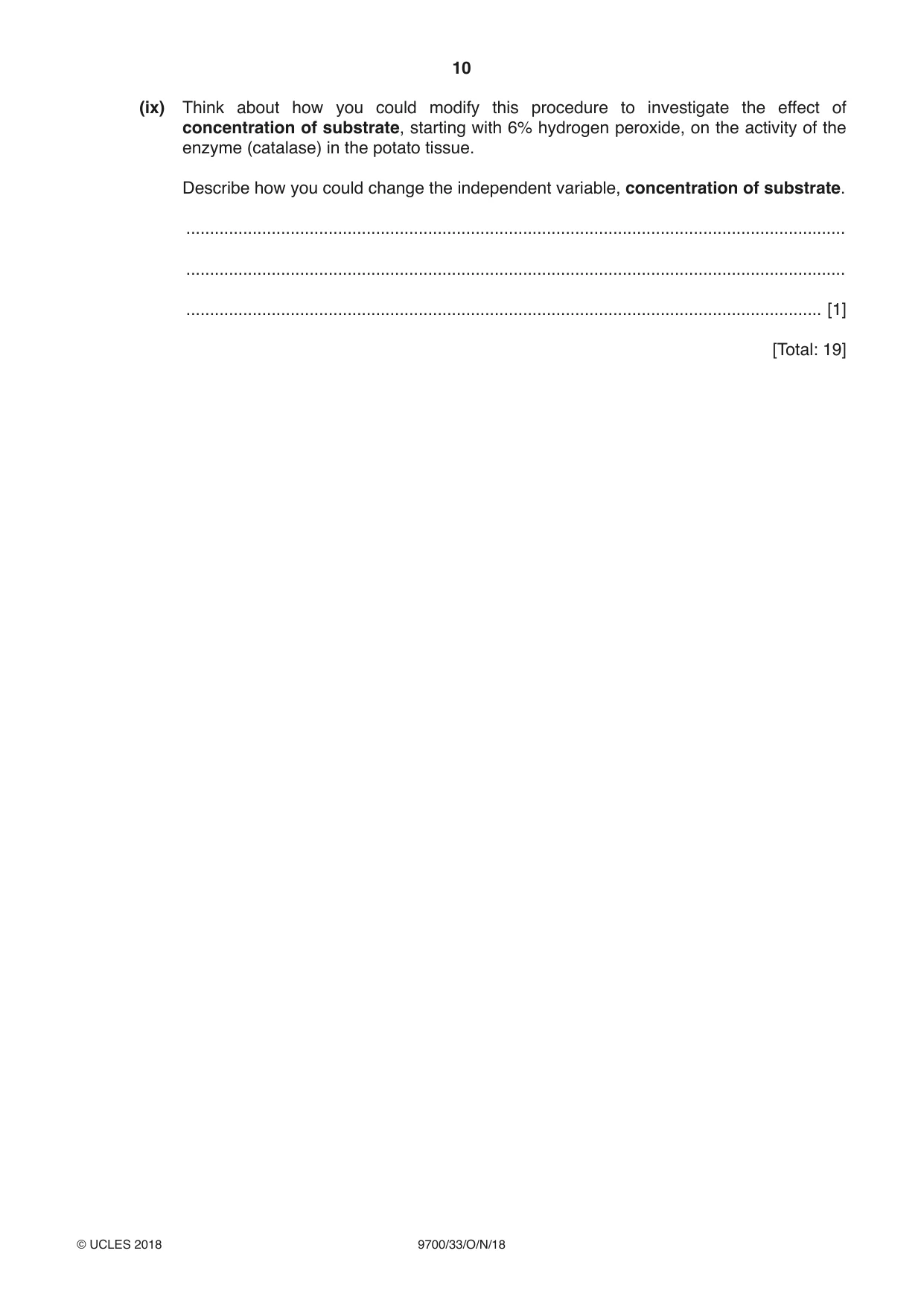 Cambridge A Level Biology 9700 2018 Oct/Nov Paper 3 · Variant 3 question paper, page 10 of 16