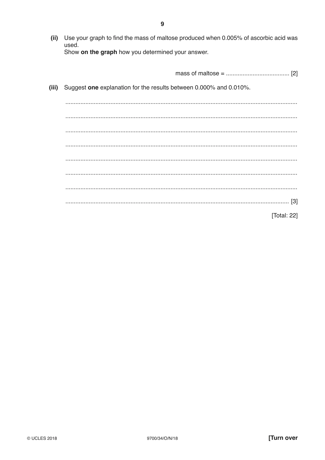 Cambridge A Level Biology 9700 2018 Oct/Nov Paper 3 · Variant 4 question paper, page 9 of 16