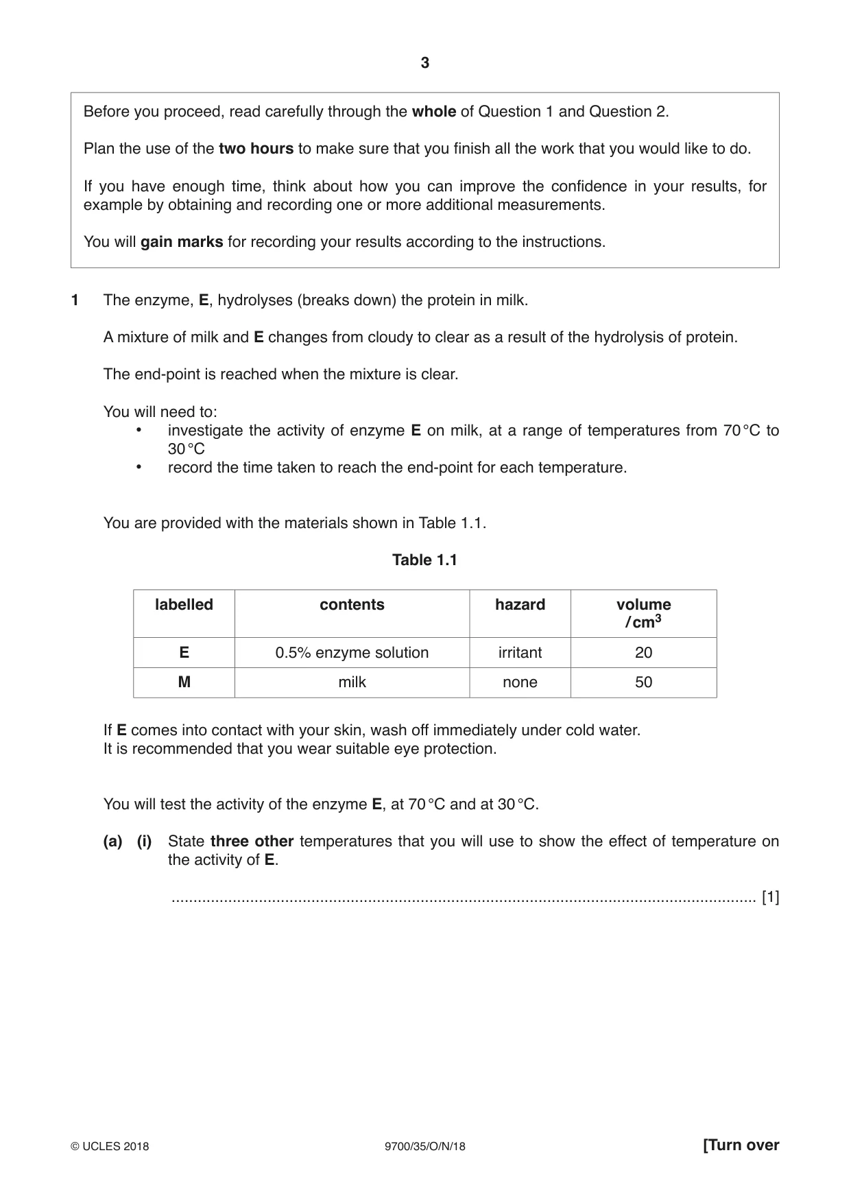 Cambridge A Level Biology 9700 2018 Oct/Nov Paper 3 · Variant 5 question paper, page 3 of 12