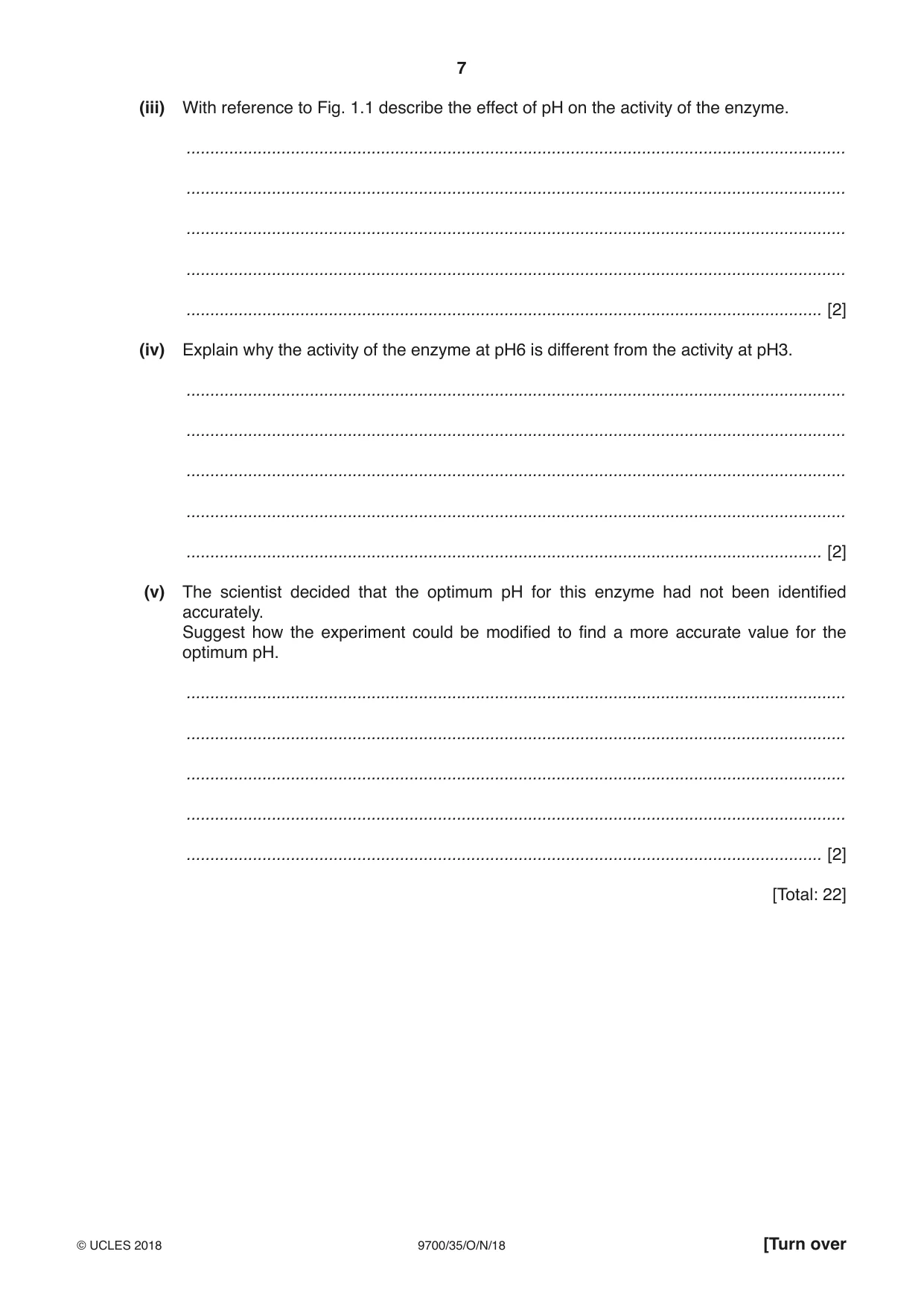 Cambridge A Level Biology 9700 2018 Oct/Nov Paper 3 · Variant 5 question paper, page 7 of 12