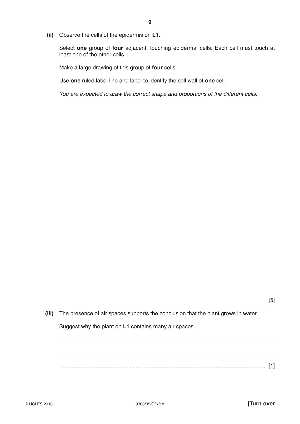 Cambridge A Level Biology 9700 2018 Oct/Nov Paper 3 · Variant 5 question paper, page 9 of 12