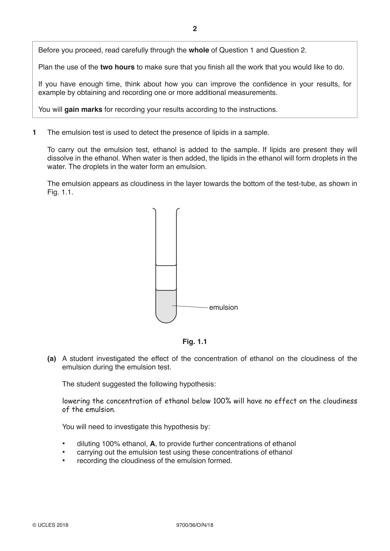 Cambridge A Level Biology 9700 2018 Oct/Nov Paper 3 · Variant 6 question paper, page 2 of 12