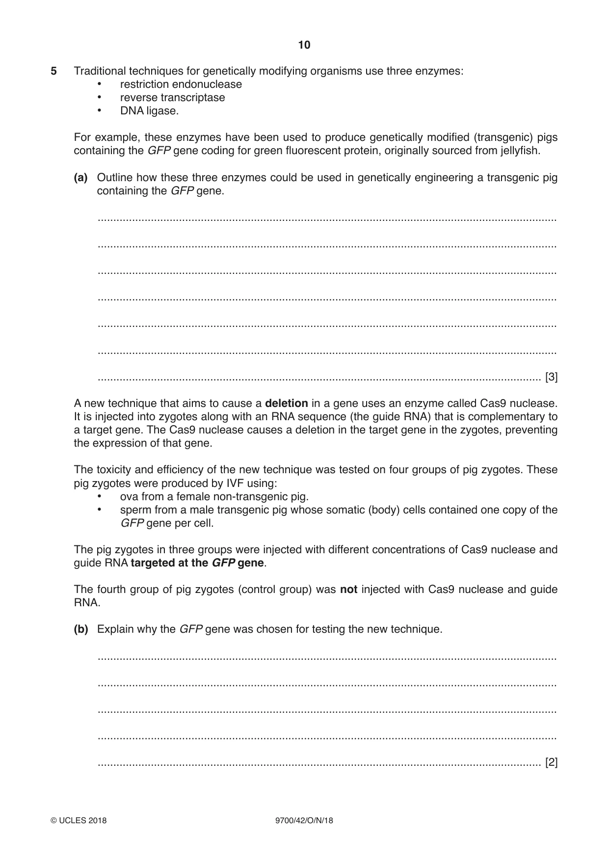 Cambridge A Level Biology 9700 2018 Oct/Nov Paper 4 · Variant 2 question paper, page 10 of 24