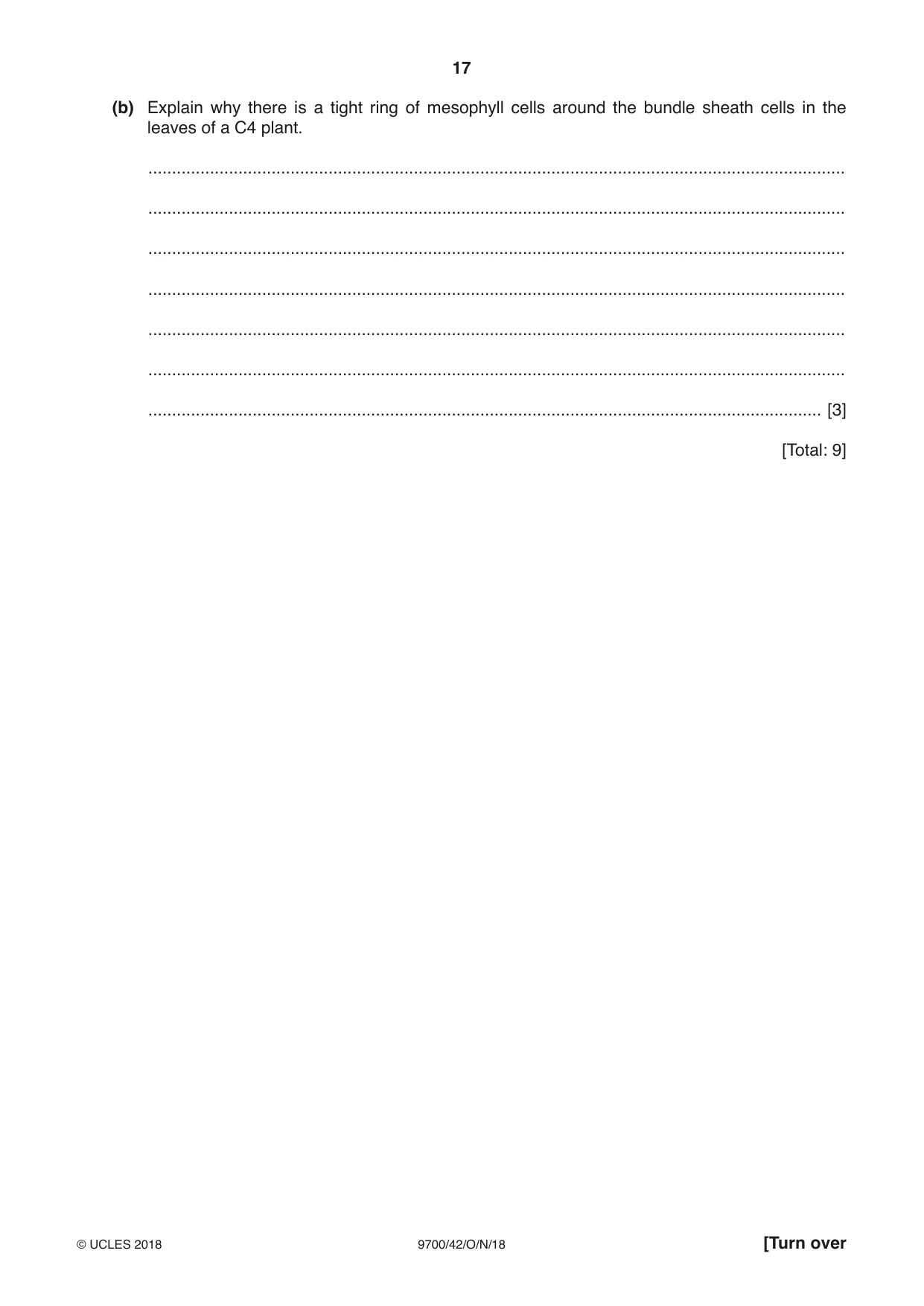 Cambridge A Level Biology 9700 2018 Oct/Nov Paper 4 · Variant 2 question paper, page 17 of 24