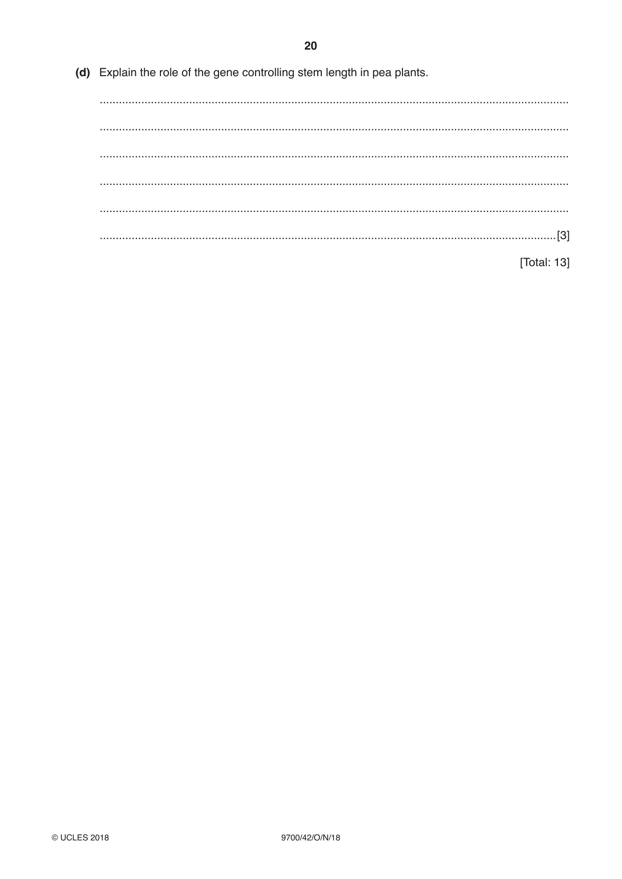 Cambridge A Level Biology 9700 2018 Oct/Nov Paper 4 · Variant 2 question paper, page 20 of 24