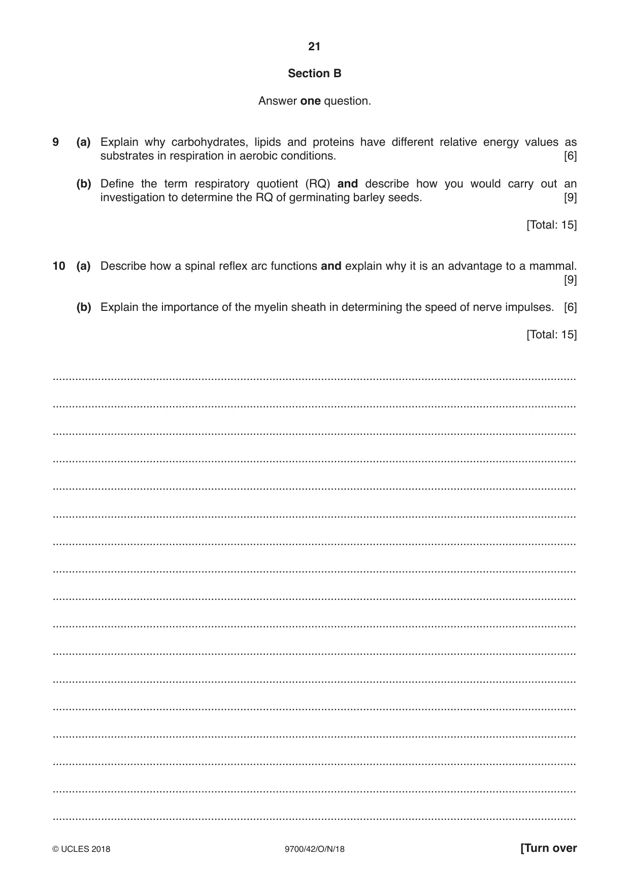 Cambridge A Level Biology 9700 2018 Oct/Nov Paper 4 · Variant 2 question paper, page 21 of 24