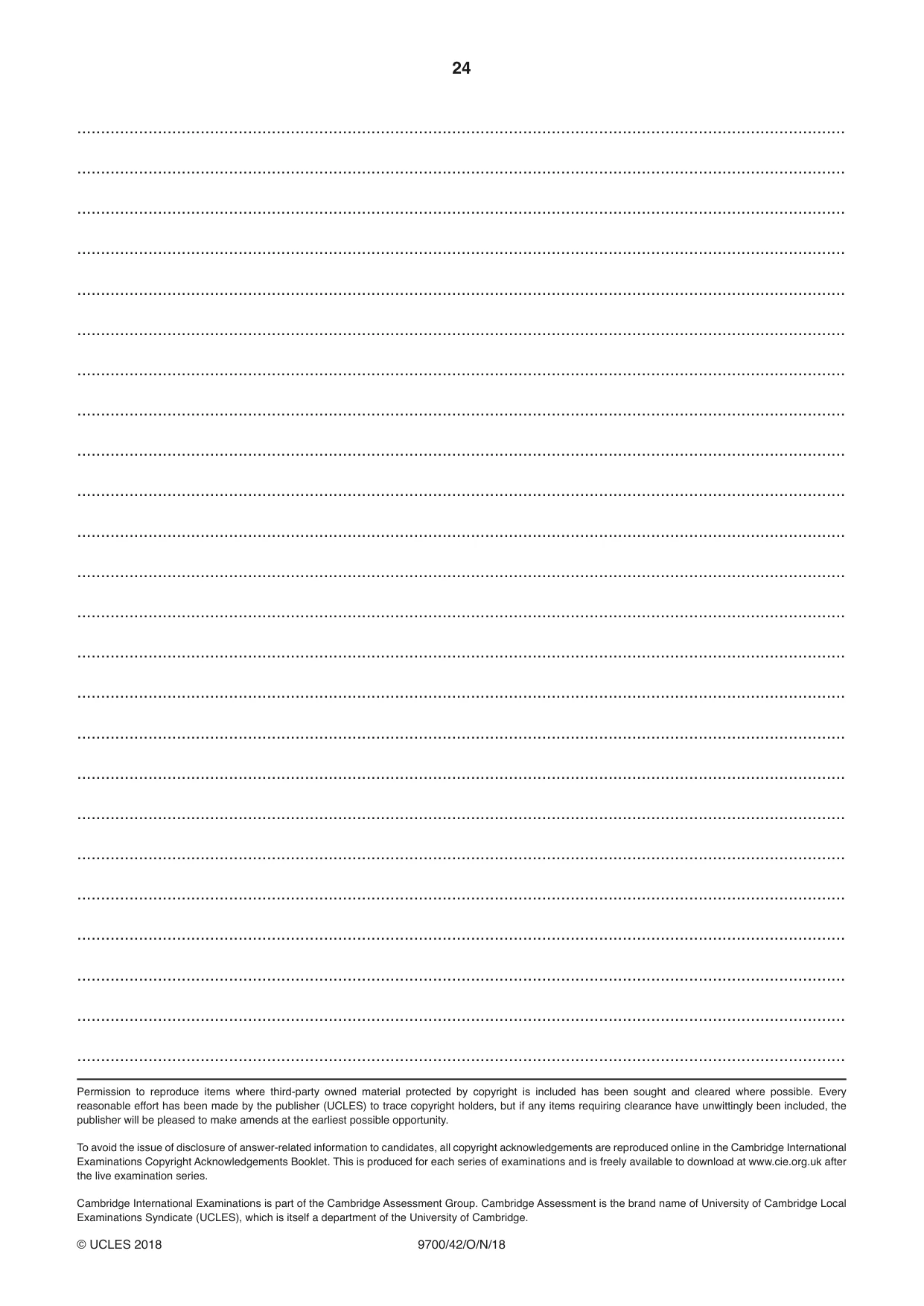 Cambridge A Level Biology 9700 2018 Oct/Nov Paper 4 · Variant 2 question paper, page 24 of 24