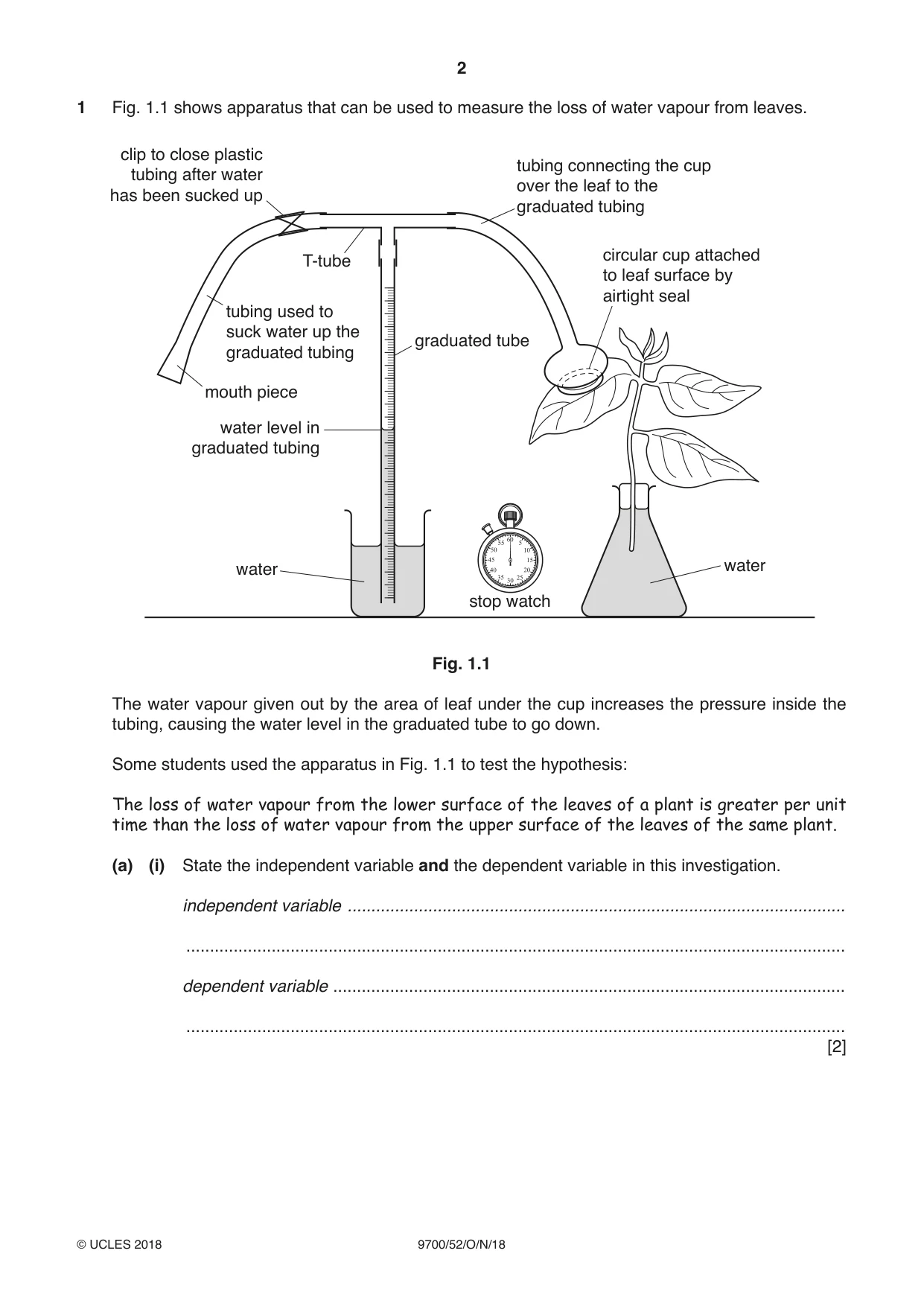 Cambridge A Level Biology 9700 2018 Oct/Nov Paper 5 · Variant 2 question paper, page 2 of 8