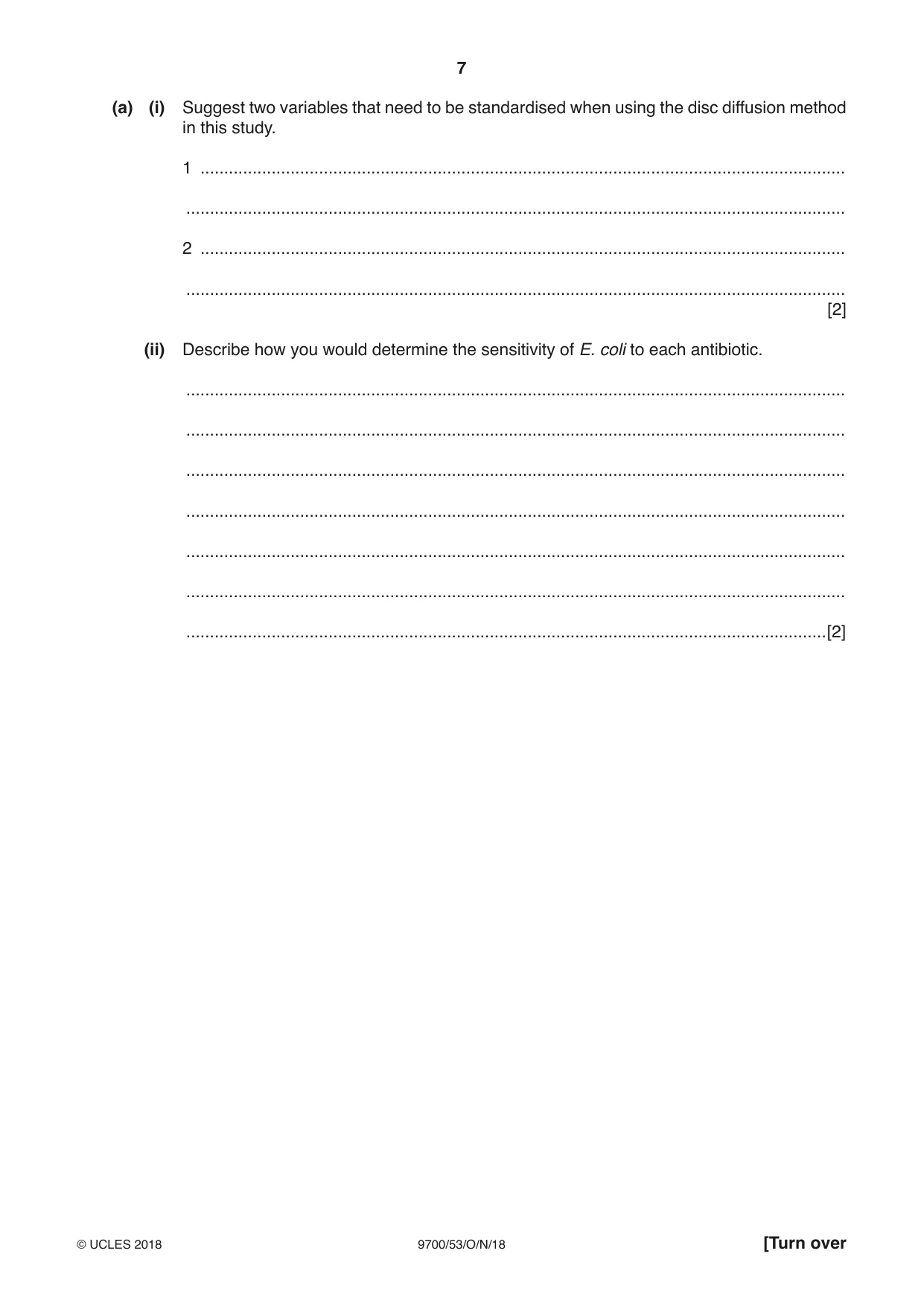 Cambridge A Level Biology 9700 2018 Oct/Nov Paper 5 · Variant 3 question paper, page 7 of 12