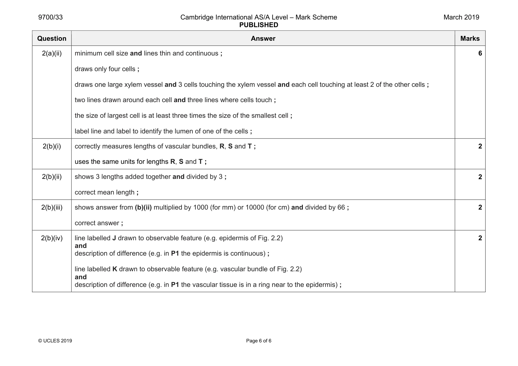 Mark scheme, page 6 of 6