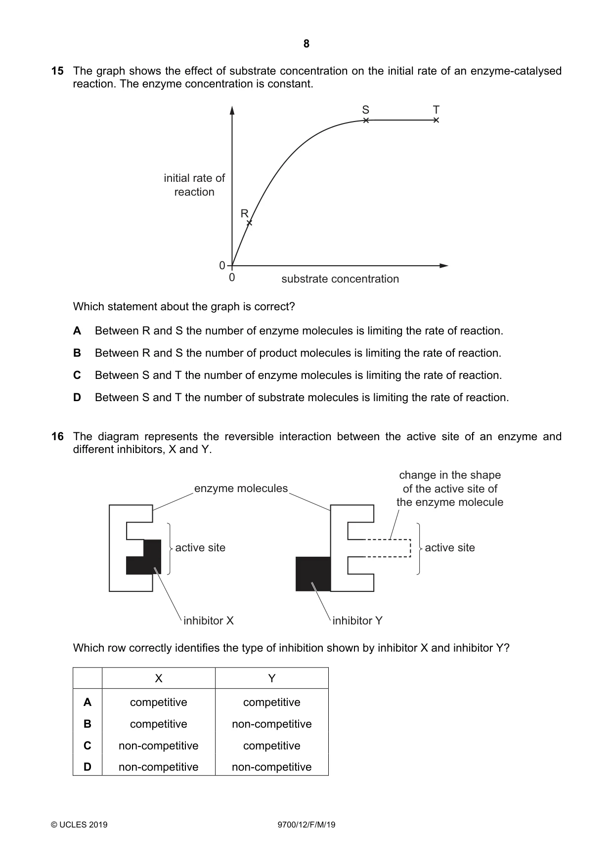 Cambridge A Level Biology 9700 2019 Feb/March Paper 1 · Variant 2 question paper, page 8 of 16
