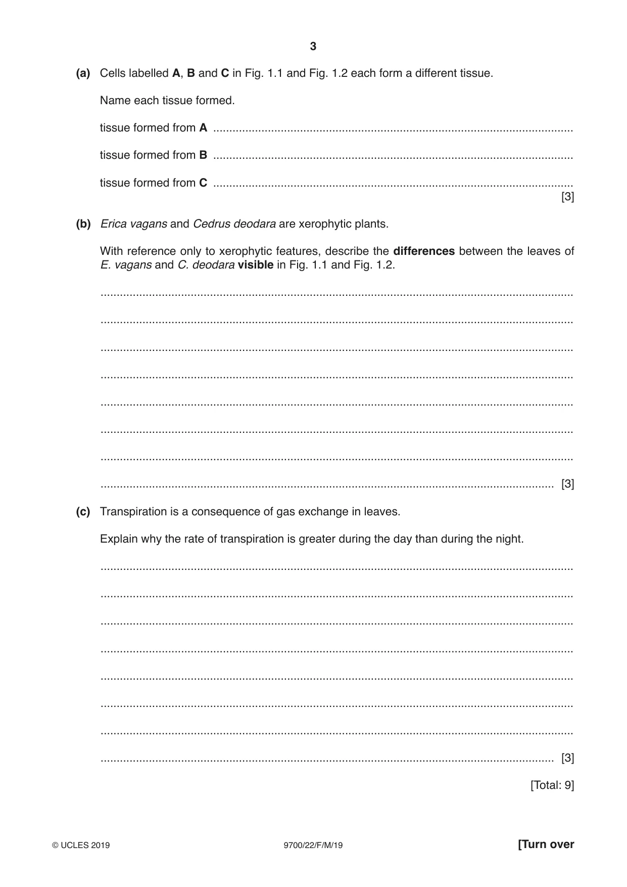 Cambridge A Level Biology 9700 2019 Feb/March Paper 2 · Variant 2 question paper, page 3 of 16