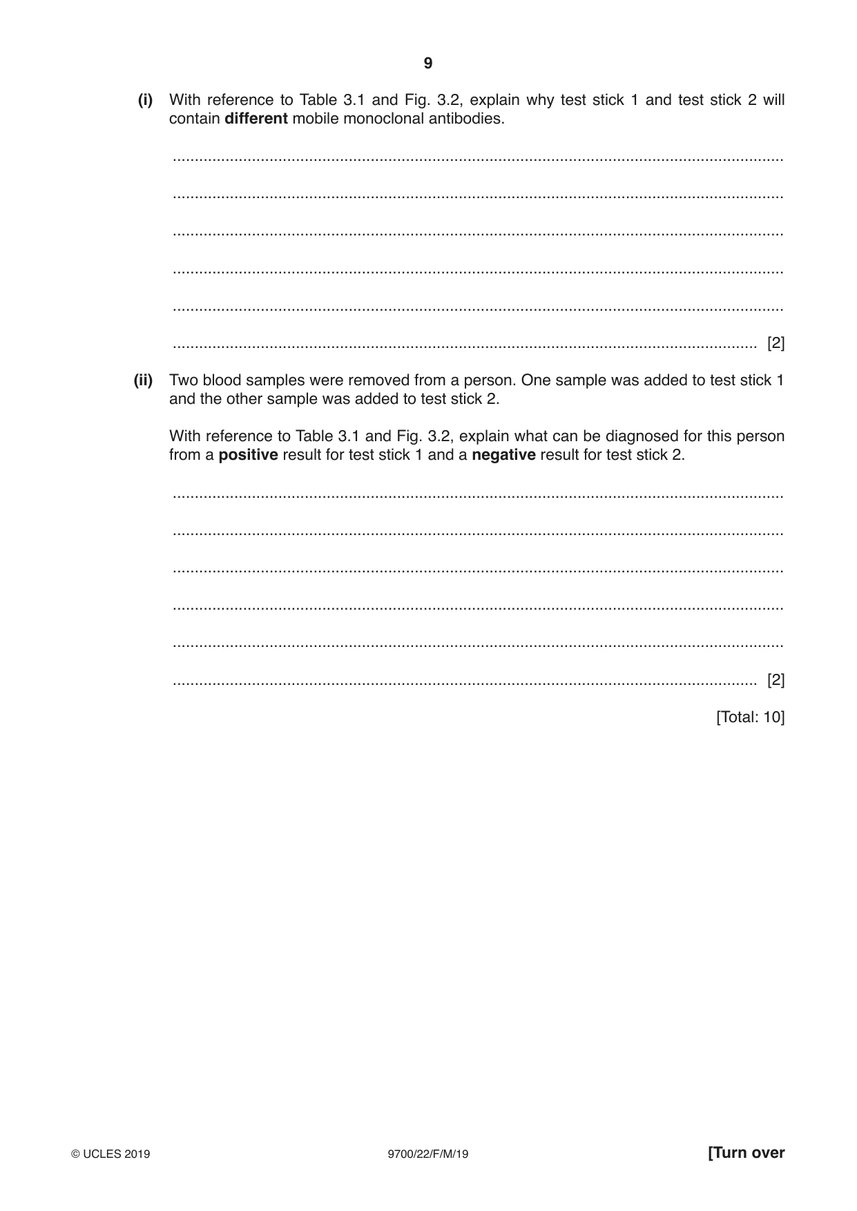 Cambridge A Level Biology 9700 2019 Feb/March Paper 2 · Variant 2 question paper, page 9 of 16